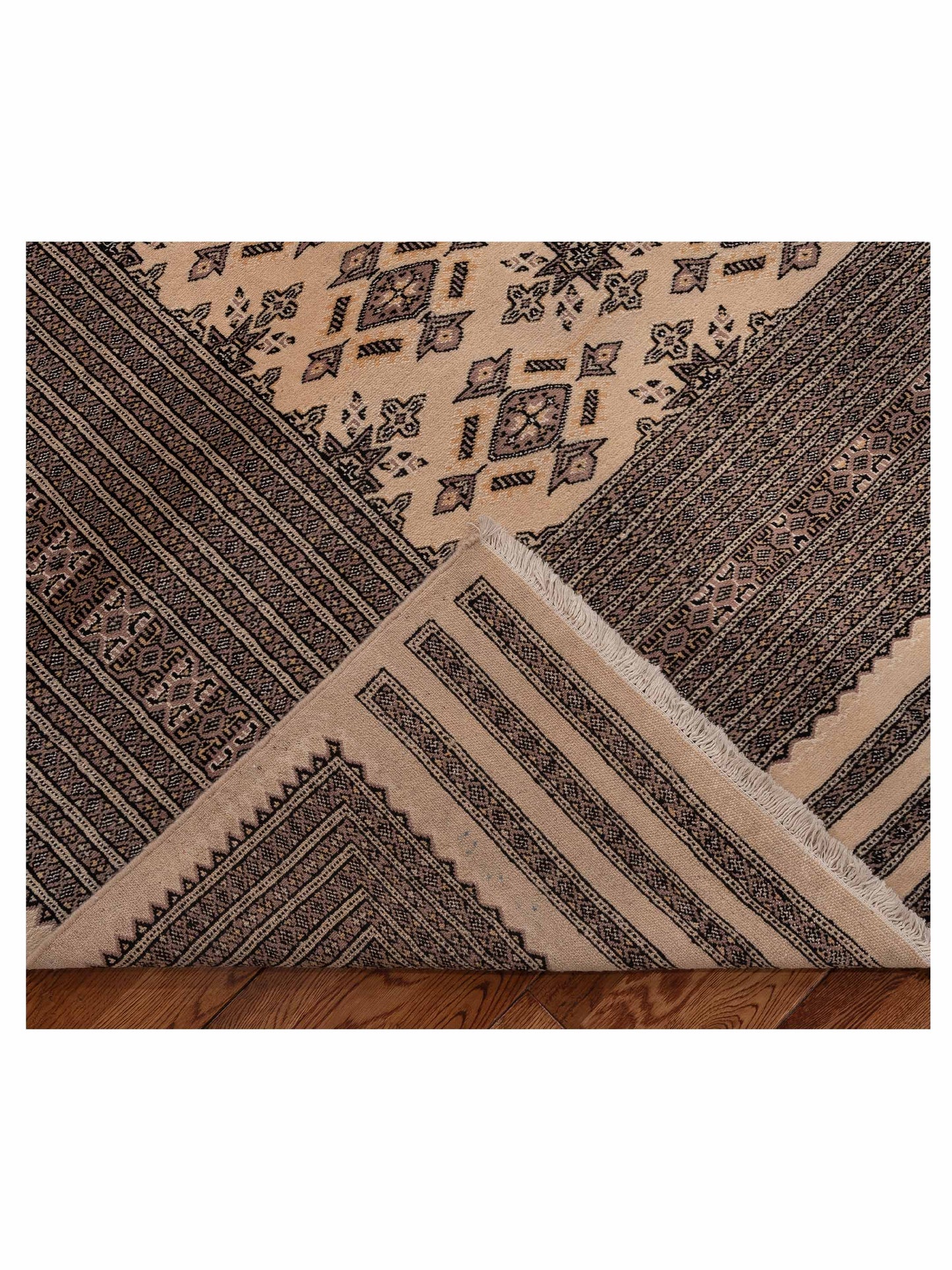 Bokhara Beige Black 9.6x12.9 Hand Knotted Rug
