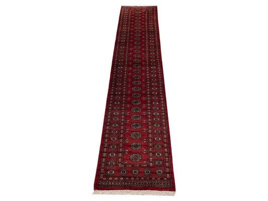 Bokhara Red Red 2.7x14.5 Hand Knotted Rug