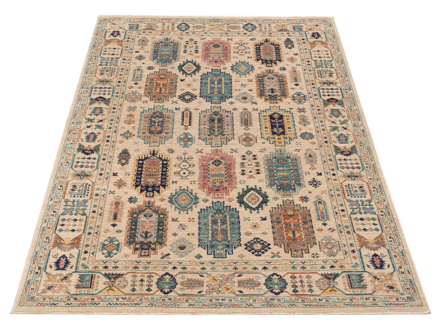 Zamira Lux Ivory Ivory 6.9x9.7 Hand Knotted Rug