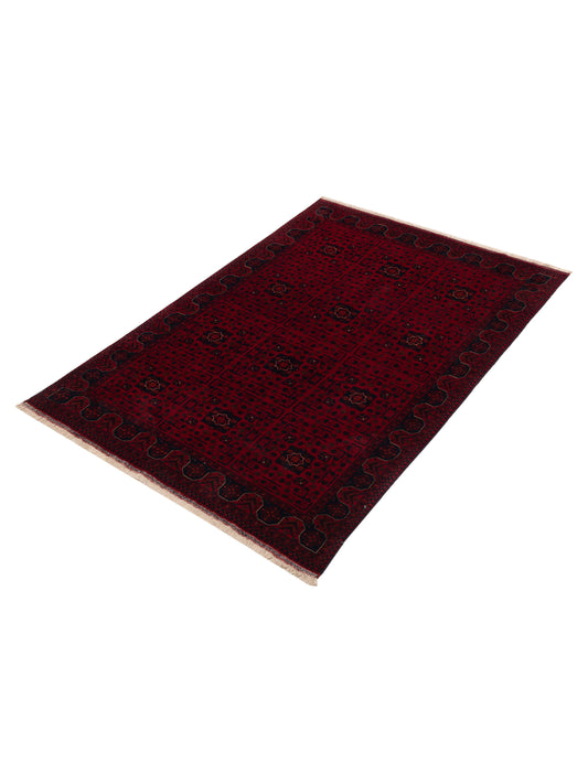 Afghan Beljik Red Navy 5.5x7.10 Hand Knotted Rug