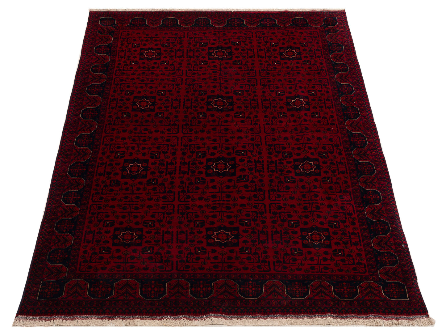 Afghan Beljik Red Navy 5.5x7.10 Hand Knotted Rug