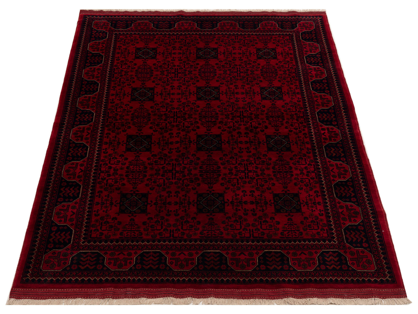 Afghan Beljik Red Navy 5.8x8 Hand Knotted Rug