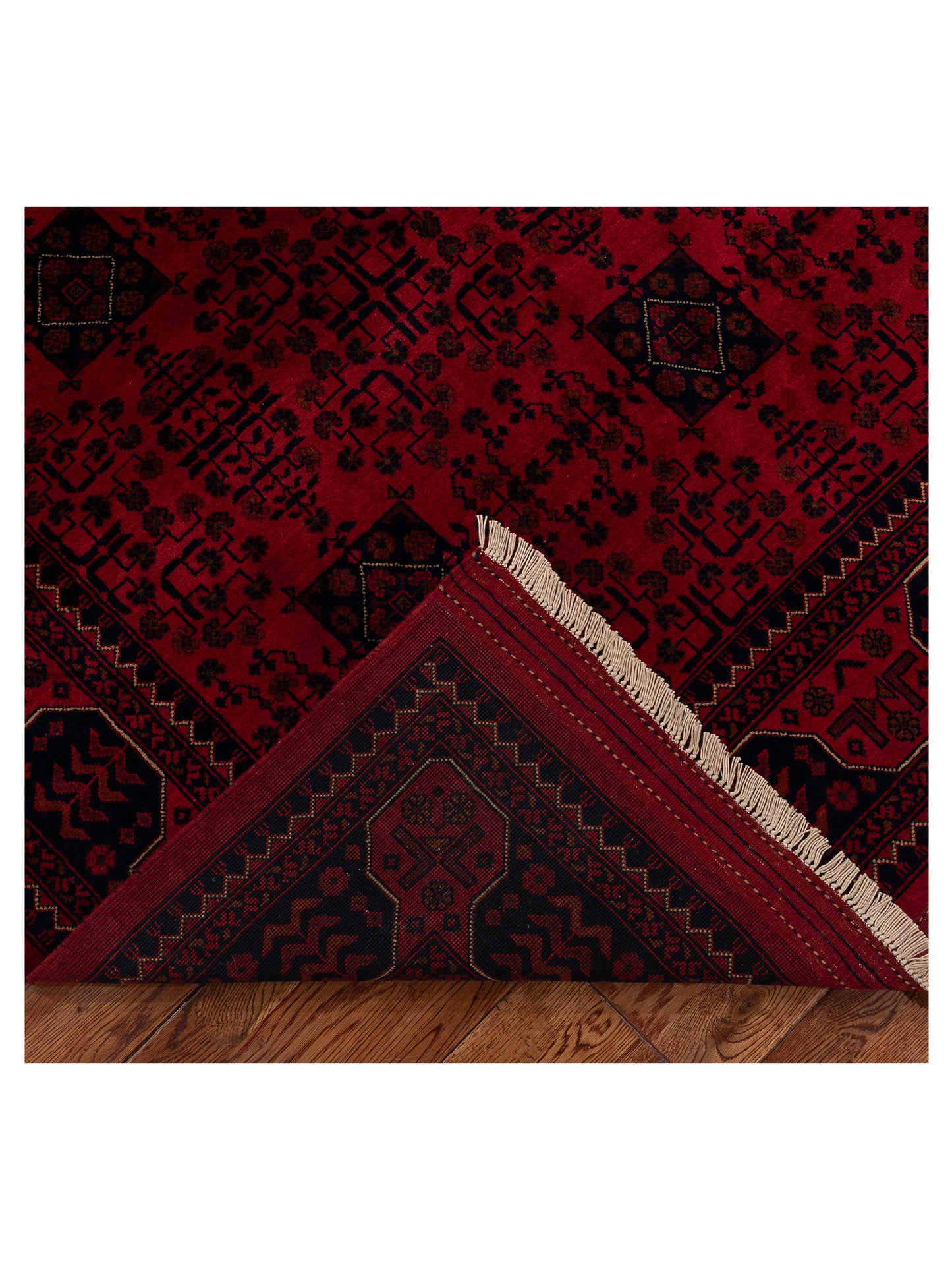 Afghan Beljik Red Navy 5.8x8 Hand Knotted Rug