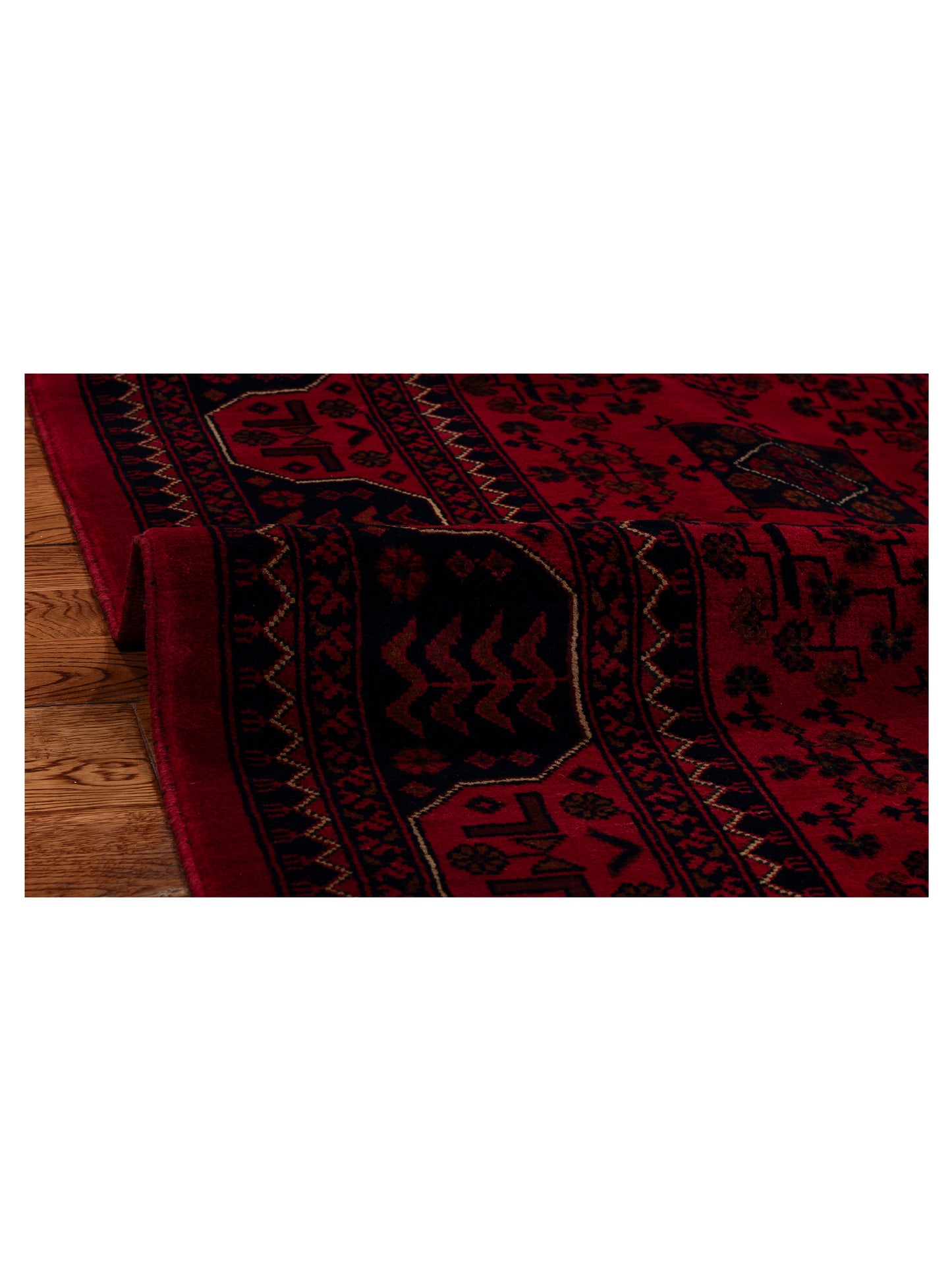 Afghan Beljik Red Navy 5.8x8 Hand Knotted Rug