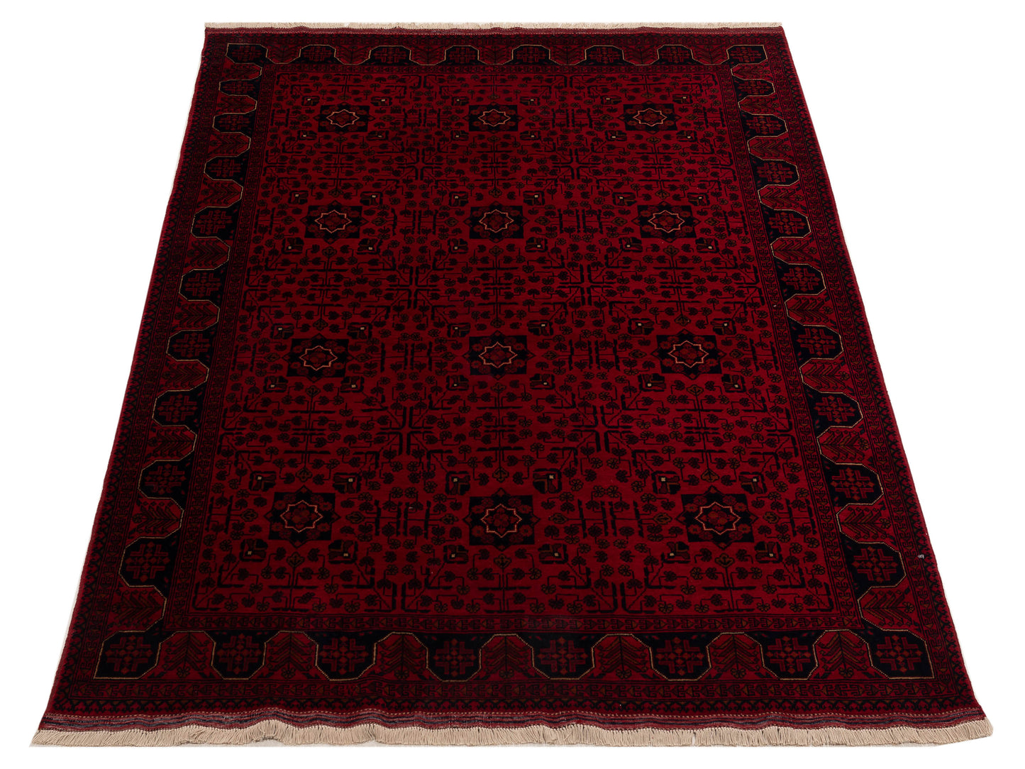 Afghan Beljik Red Navy 5.8x8.2 Hand Knotted Rug