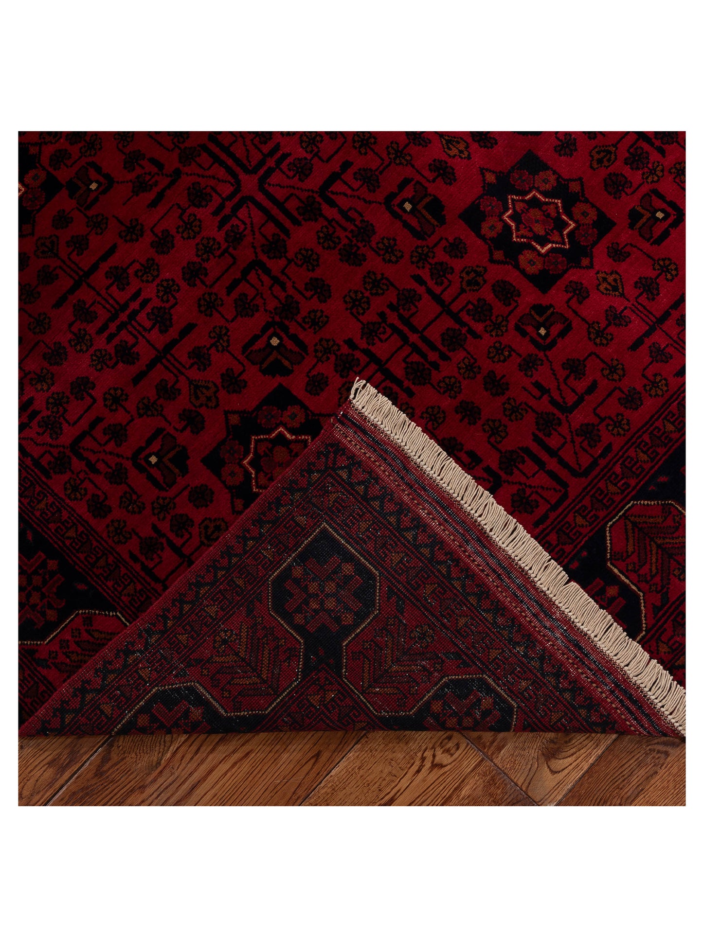 Afghan Beljik Red Navy 5.8x8.2 Hand Knotted Rug