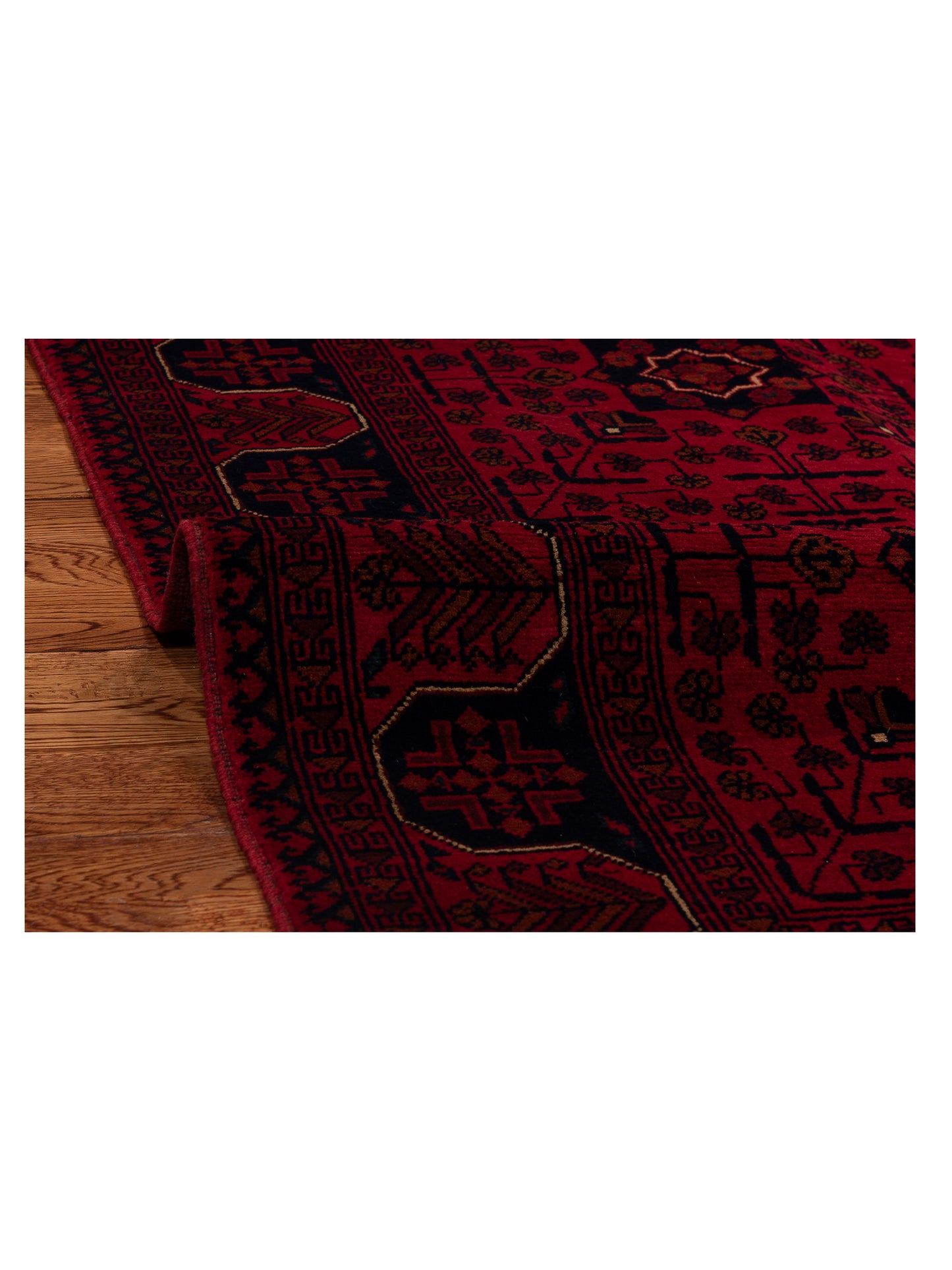 Afghan Beljik Red Navy 5.8x8.2 Hand Knotted Rug