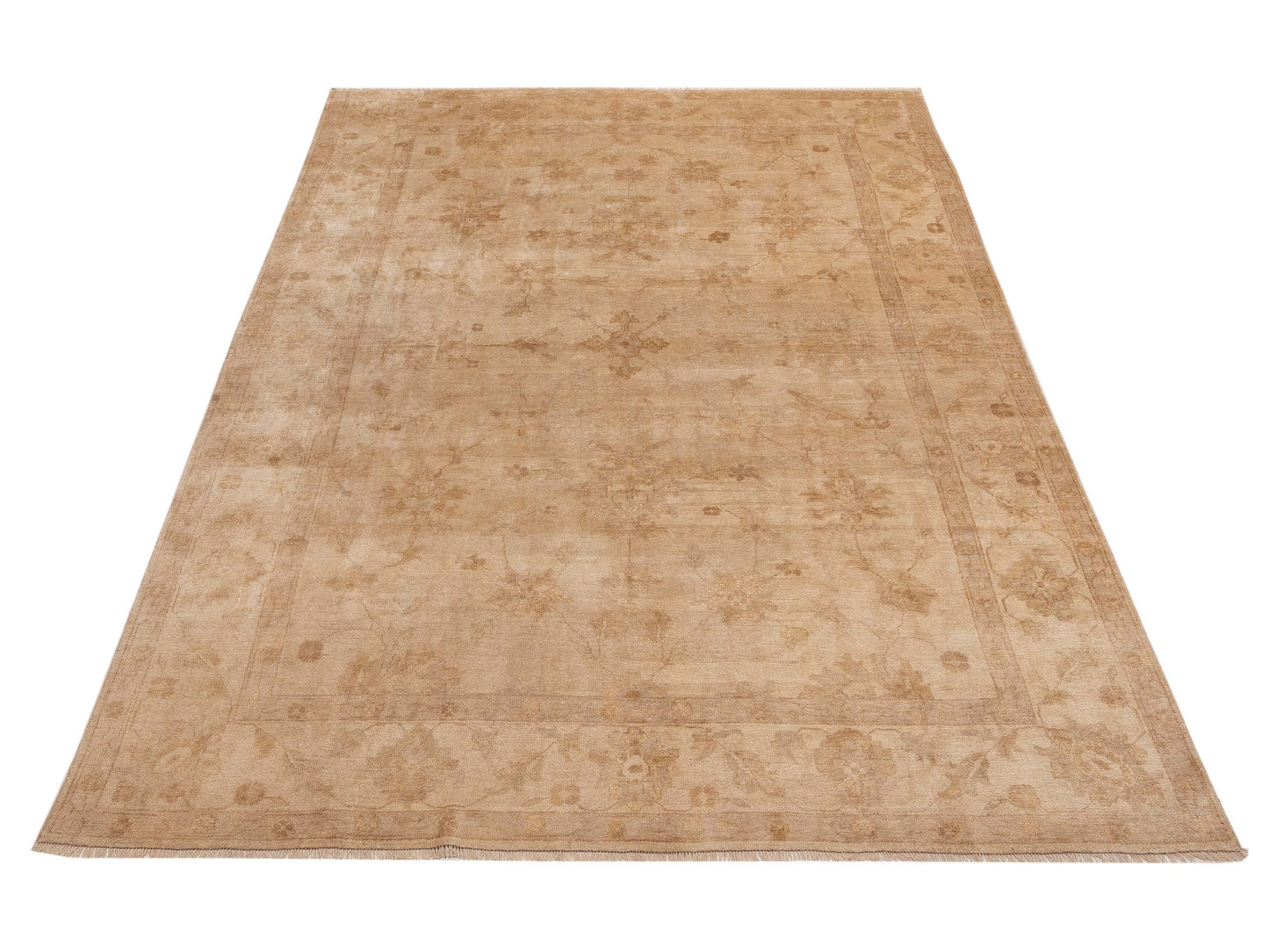 Oushara Beige Beige 9.7x13.3 Hand Knotted Rug