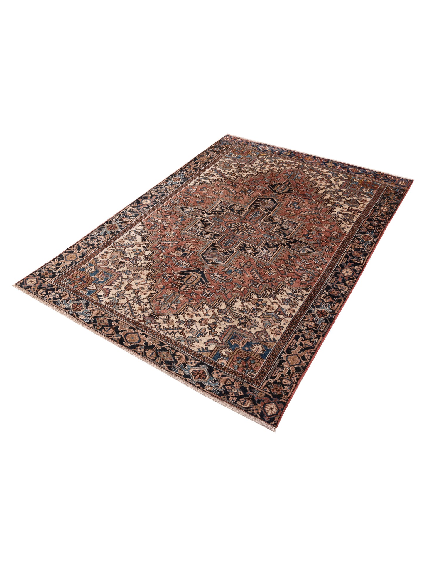 Antiqua Heirloom Brown Navy 7.10x11.1 Hand Knotted Rug