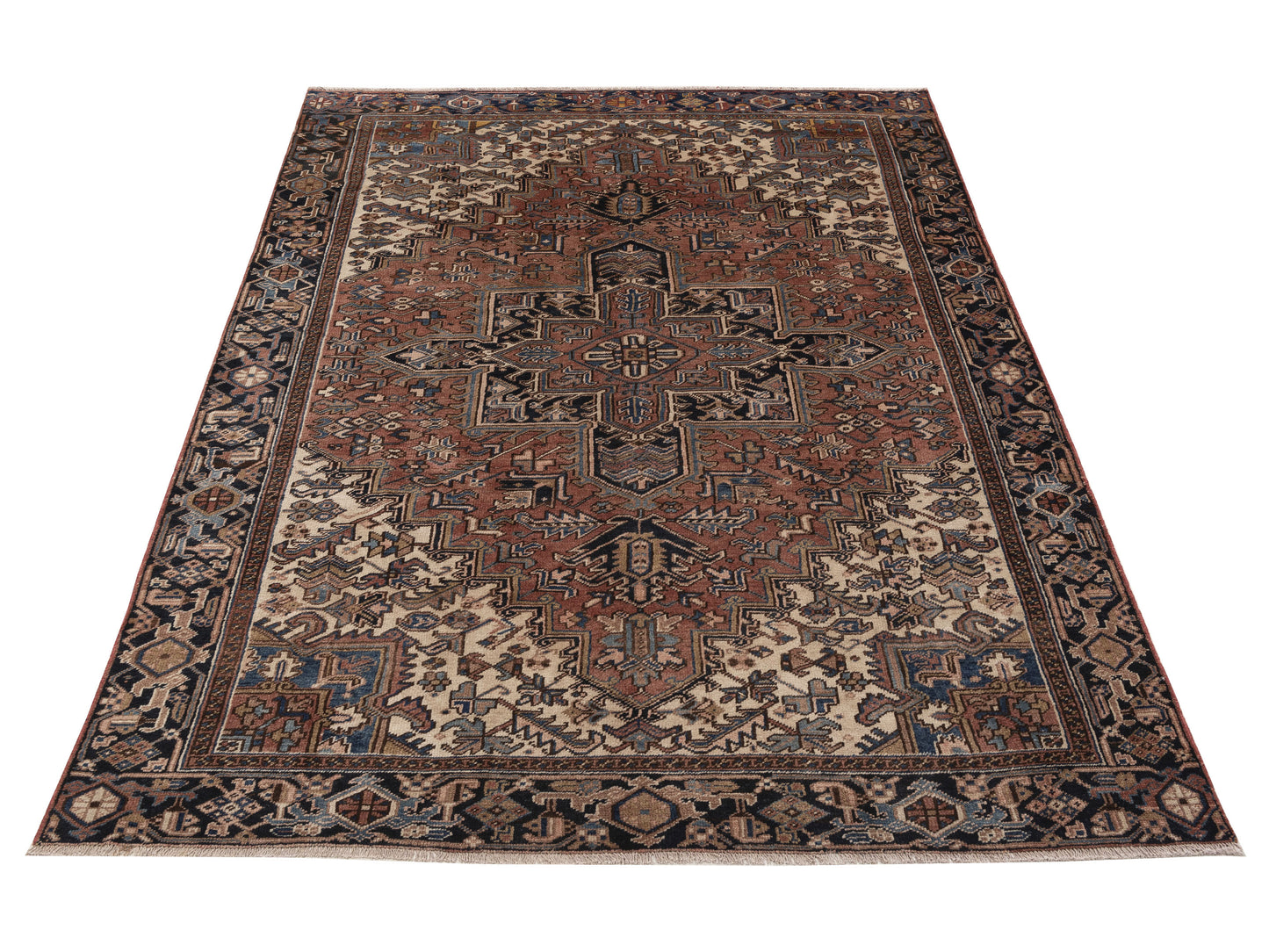 Antiqua Heirloom Brown Navy 7.10x11.1 Hand Knotted Rug