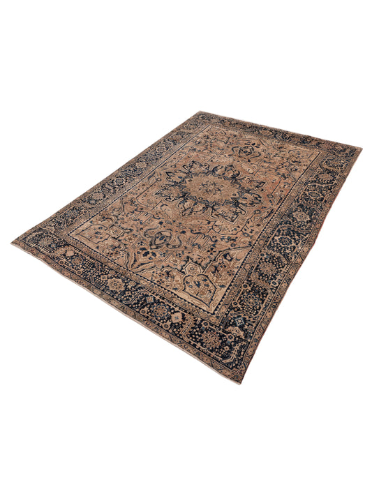 Antiqua Heirloom Brown Navy 9.4x12.9 Hand Knotted Rug