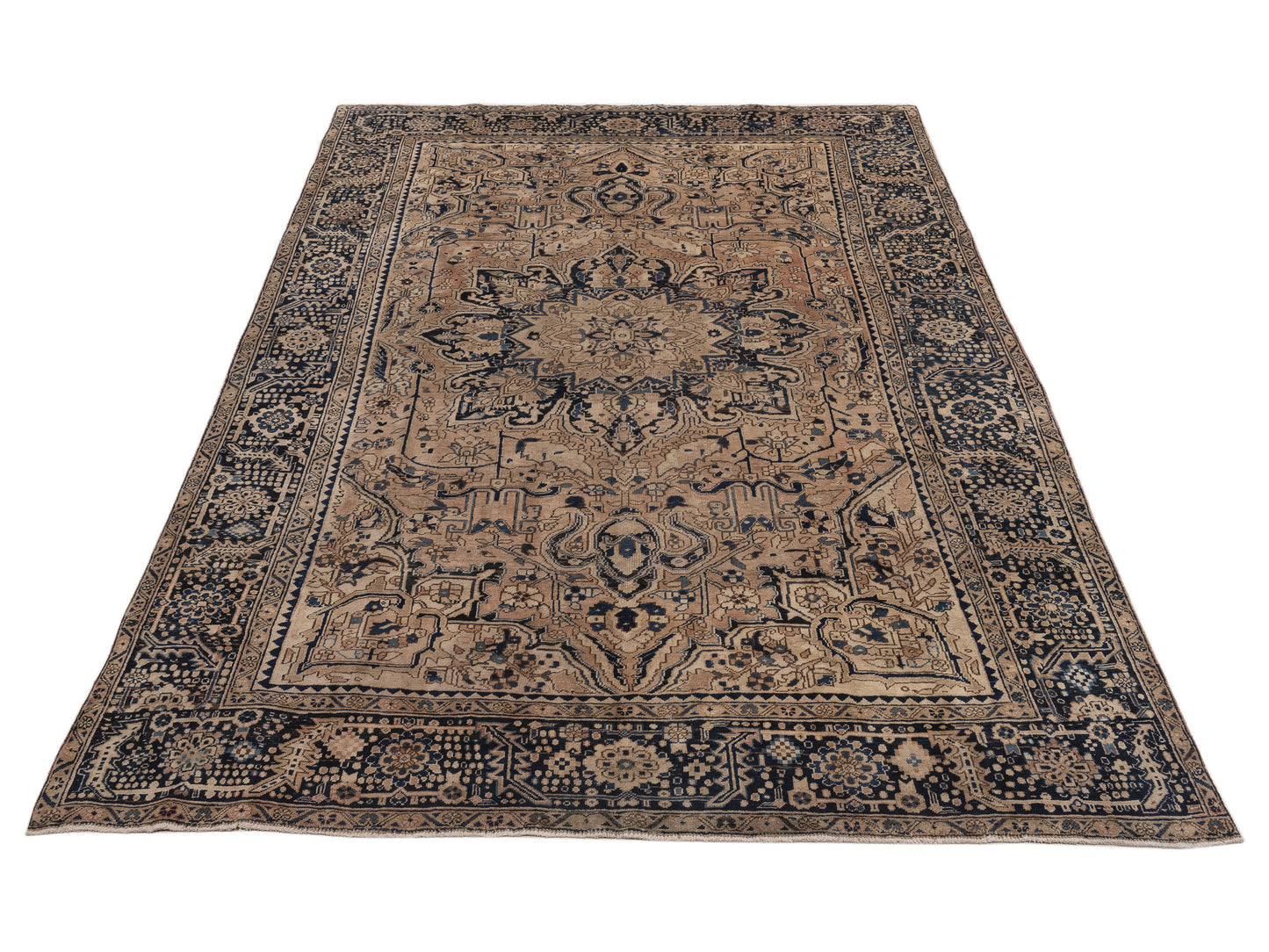 Antiqua Heirloom Brown Navy 9.4x12.9 Hand Knotted Rug