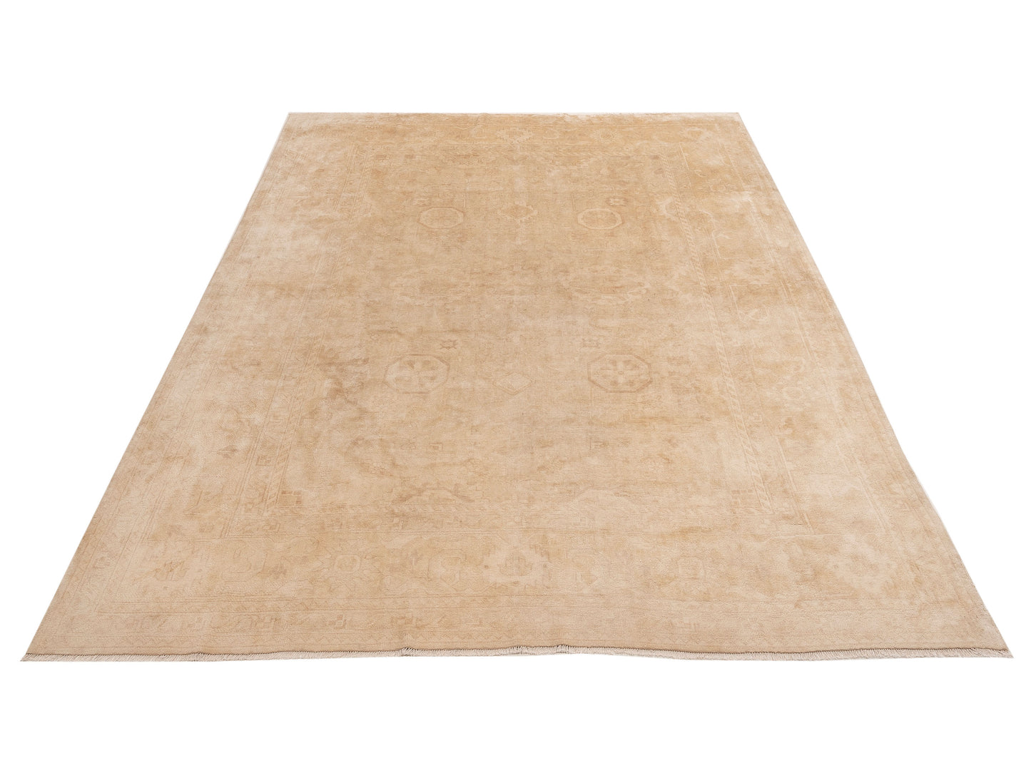 Oushara Beige Beige 9.11x13.5 Hand Knotted Rug
