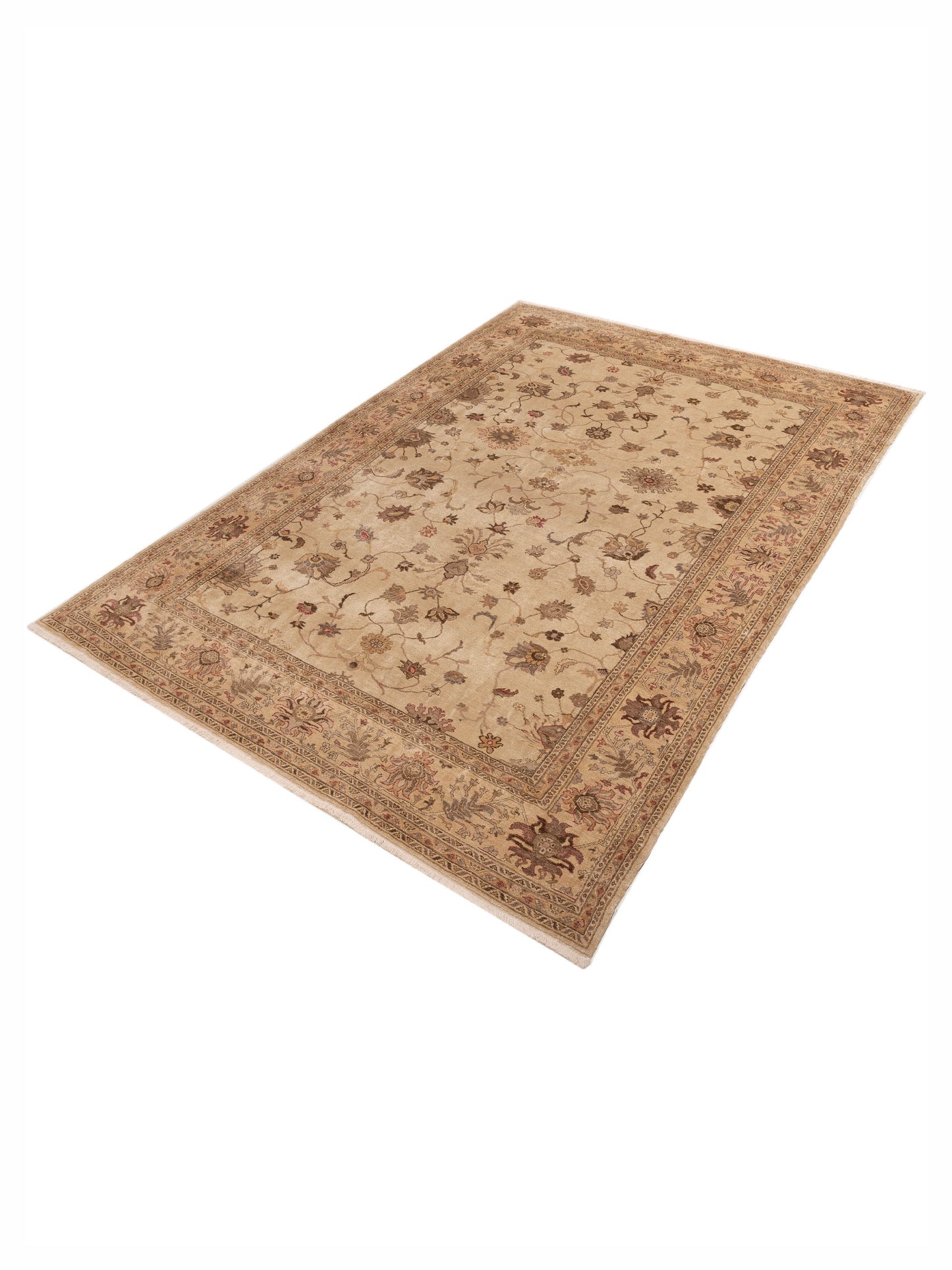 Turkish Elvaria Ivory Gold 9.5x13.2 Hand Knotted Rug