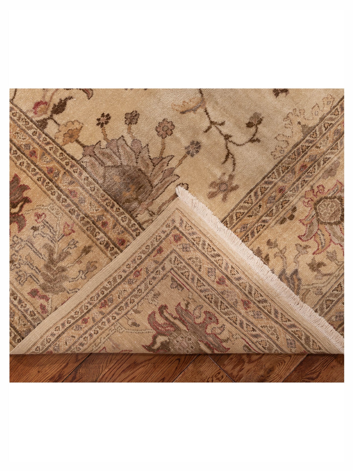 Turkish Elvaria Ivory Gold 9.5x13.2 Hand Knotted Rug