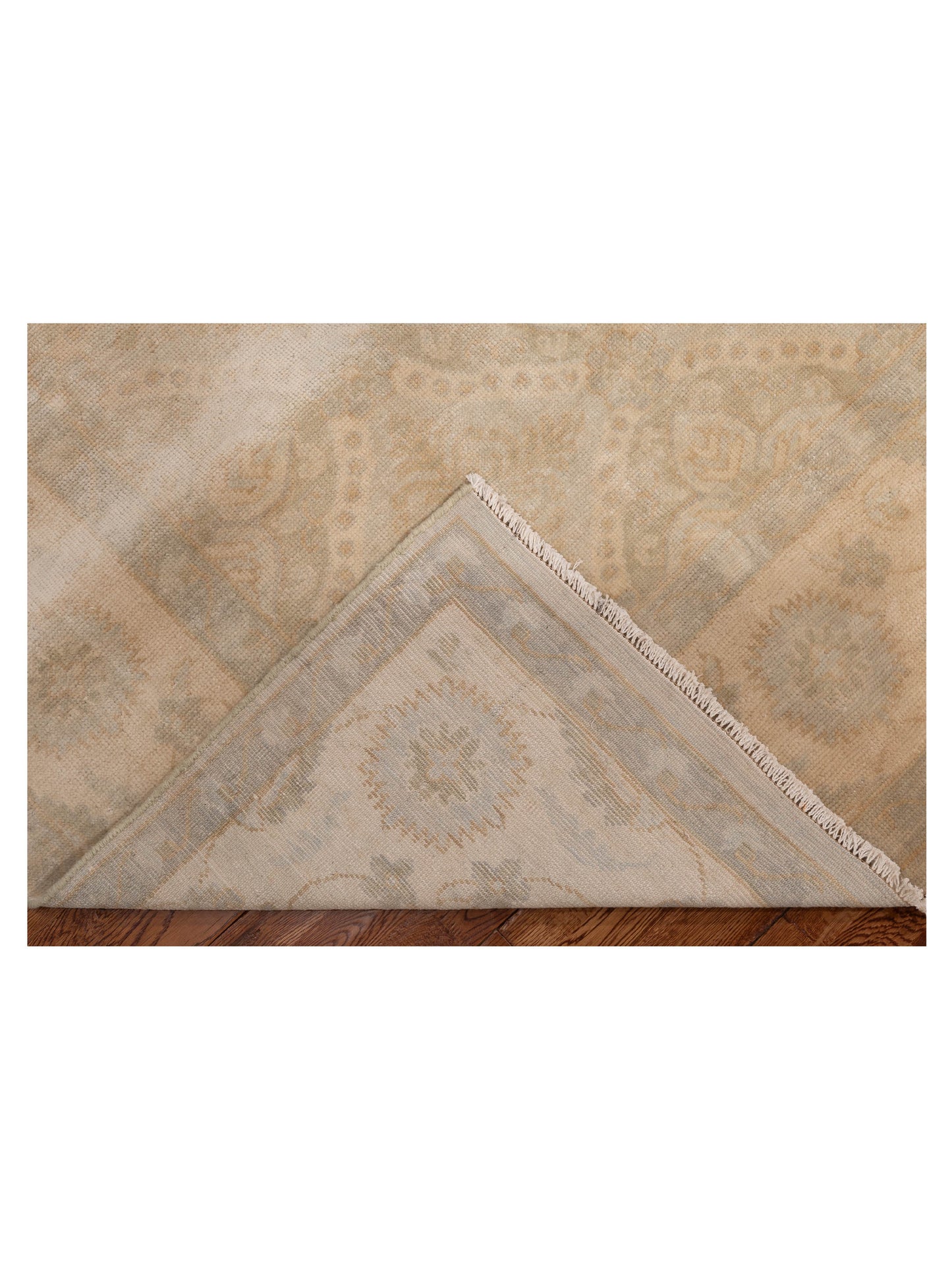 Rosetta Green Ivory 9.2x12 Hand Knotted Rug