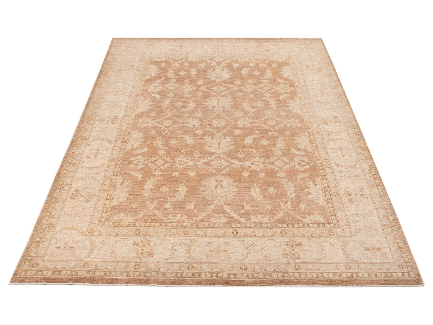 Sabira Brown Ivory 8.11x11.7 Hand Knotted Rug