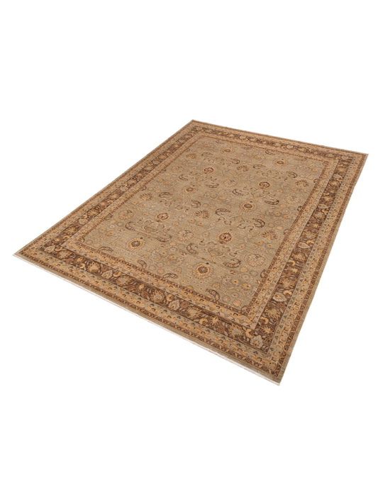 Karvian Green Brown 11.9x15.1 Hand Knotted Rug