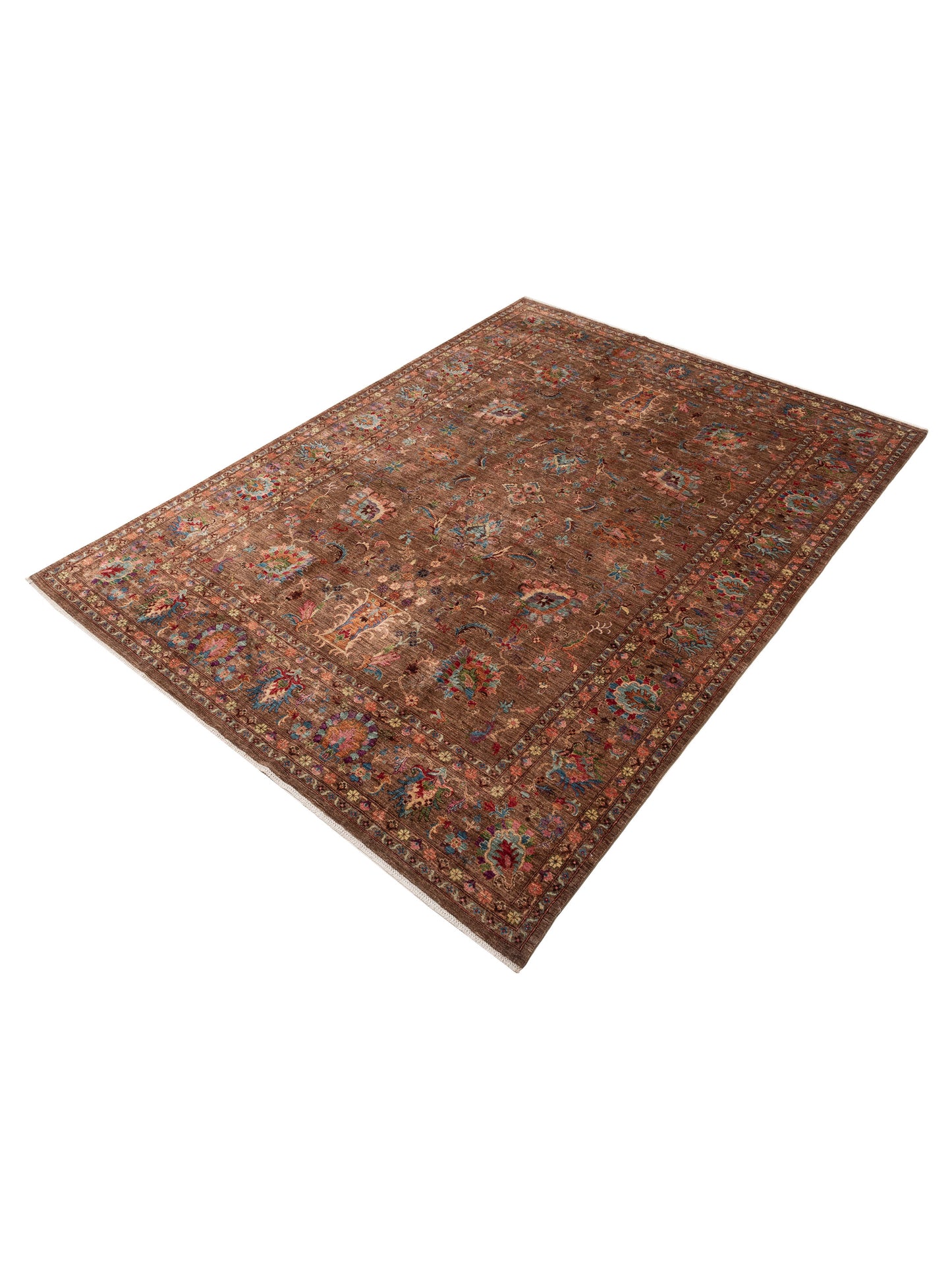 Sabira Brown Brown 8.11x11.10 Hand Knotted Rug