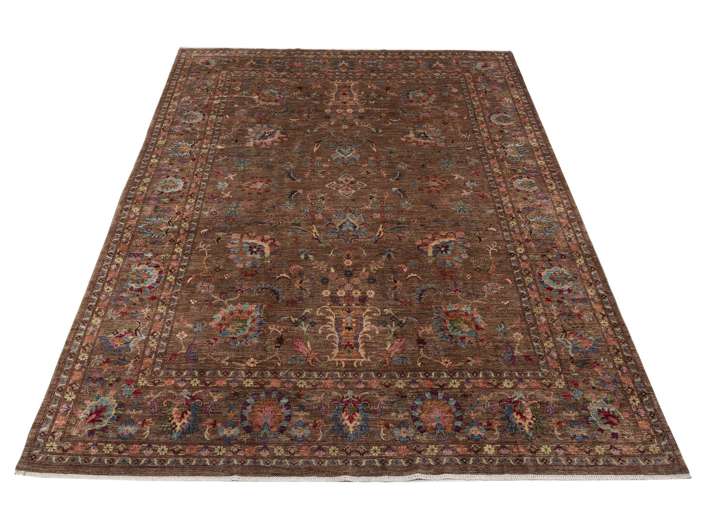Sabira Brown Brown 8.11x11.10 Hand Knotted Rug