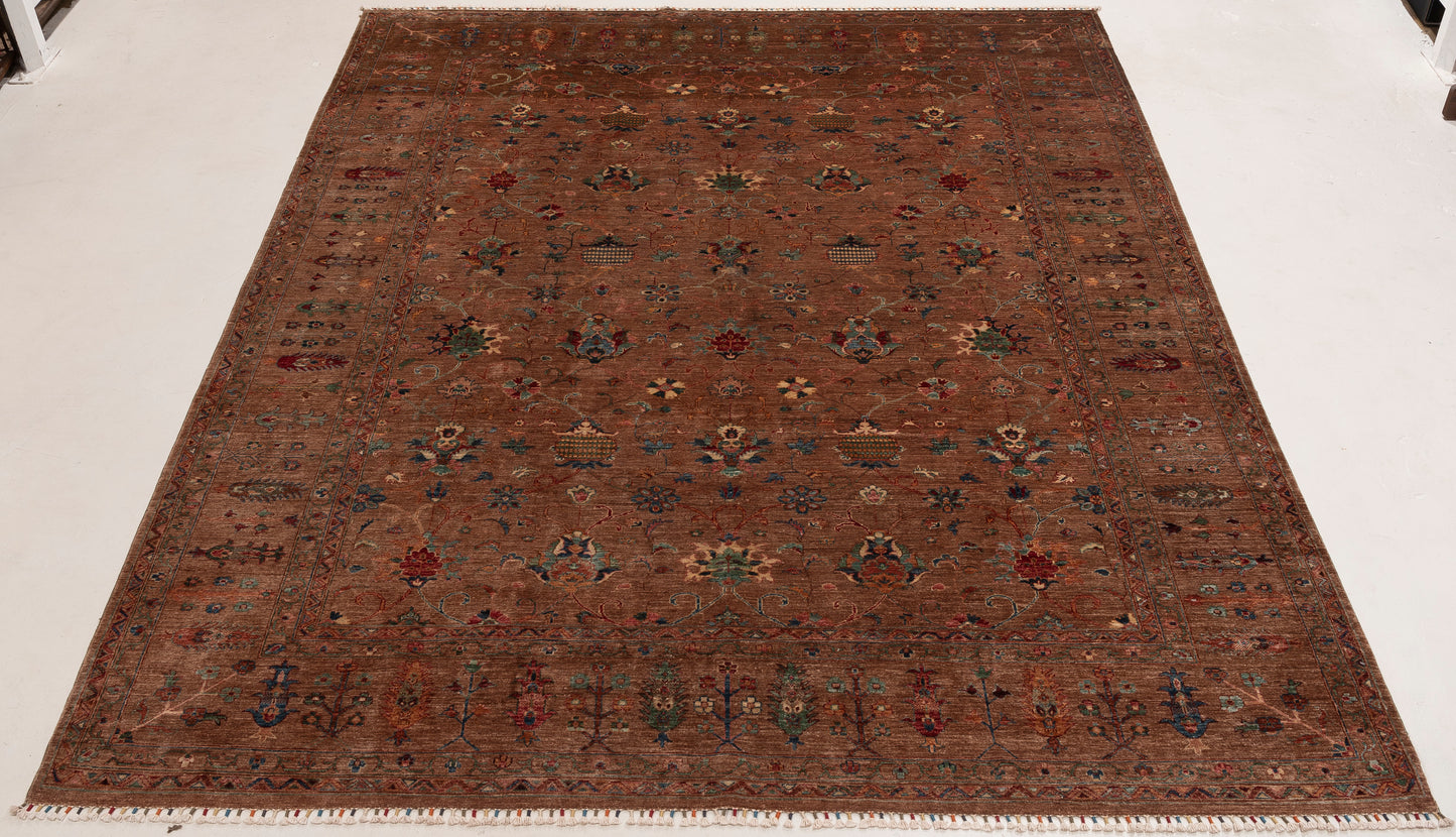 Sabira Brown Brown 9.1x11.9 Hand Knotted Rug
