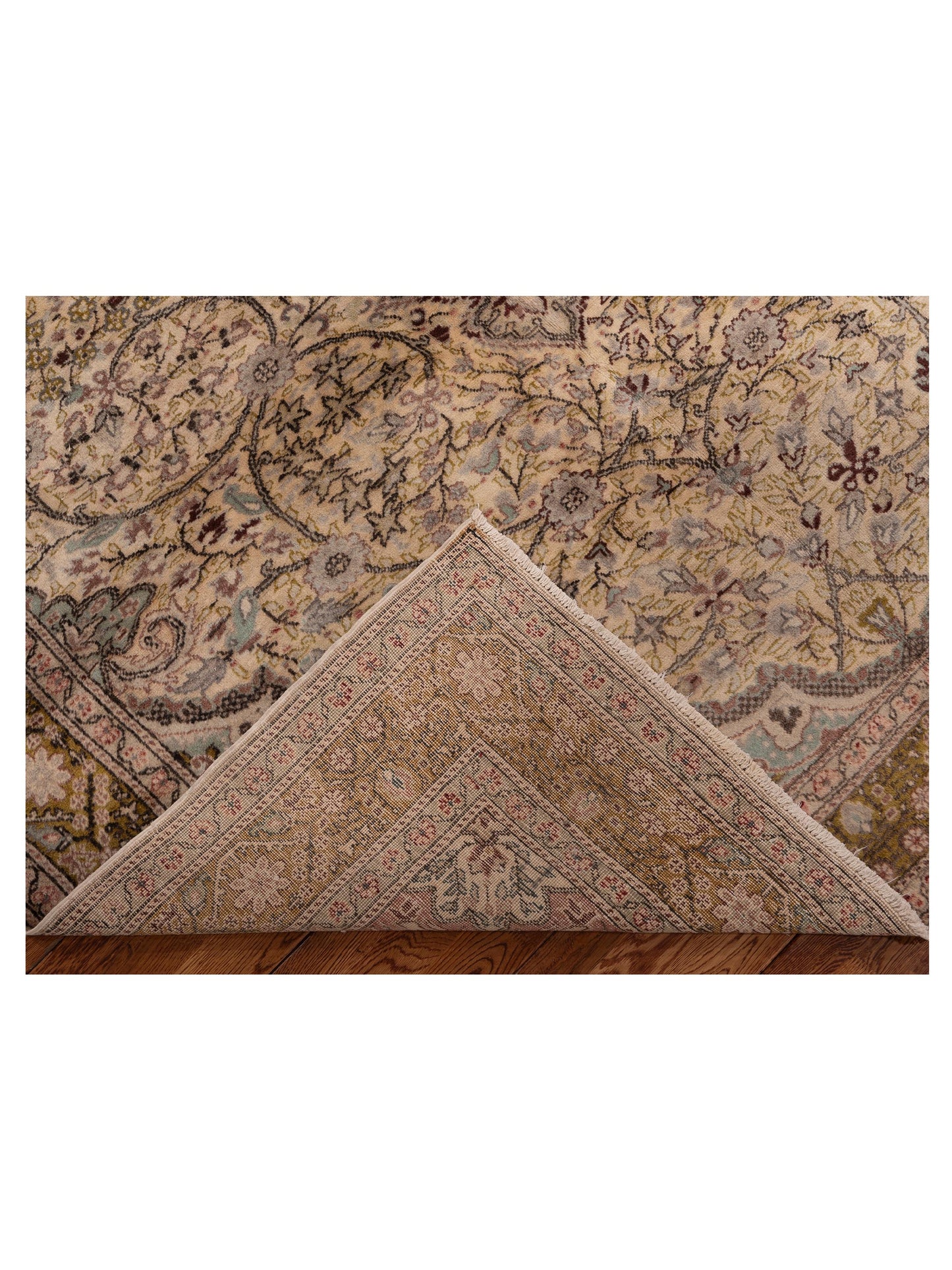 Caesarea Ivory Green 6.7x9.7 Hand Knotted Rug