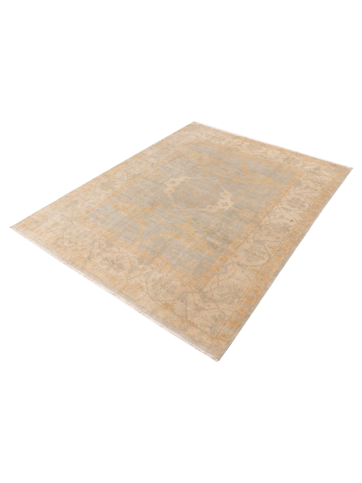 Oushara Blue Ivory 9.3x11.10 Hand Knotted Rug