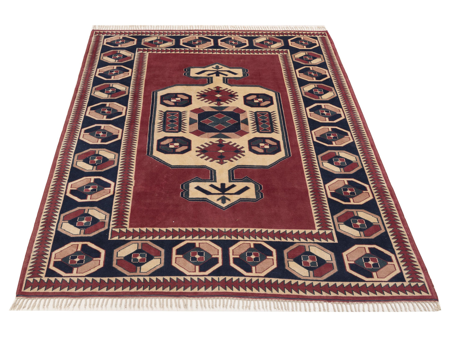 Turkeya Red Navy 7.4x10 Hand Knotted Rug