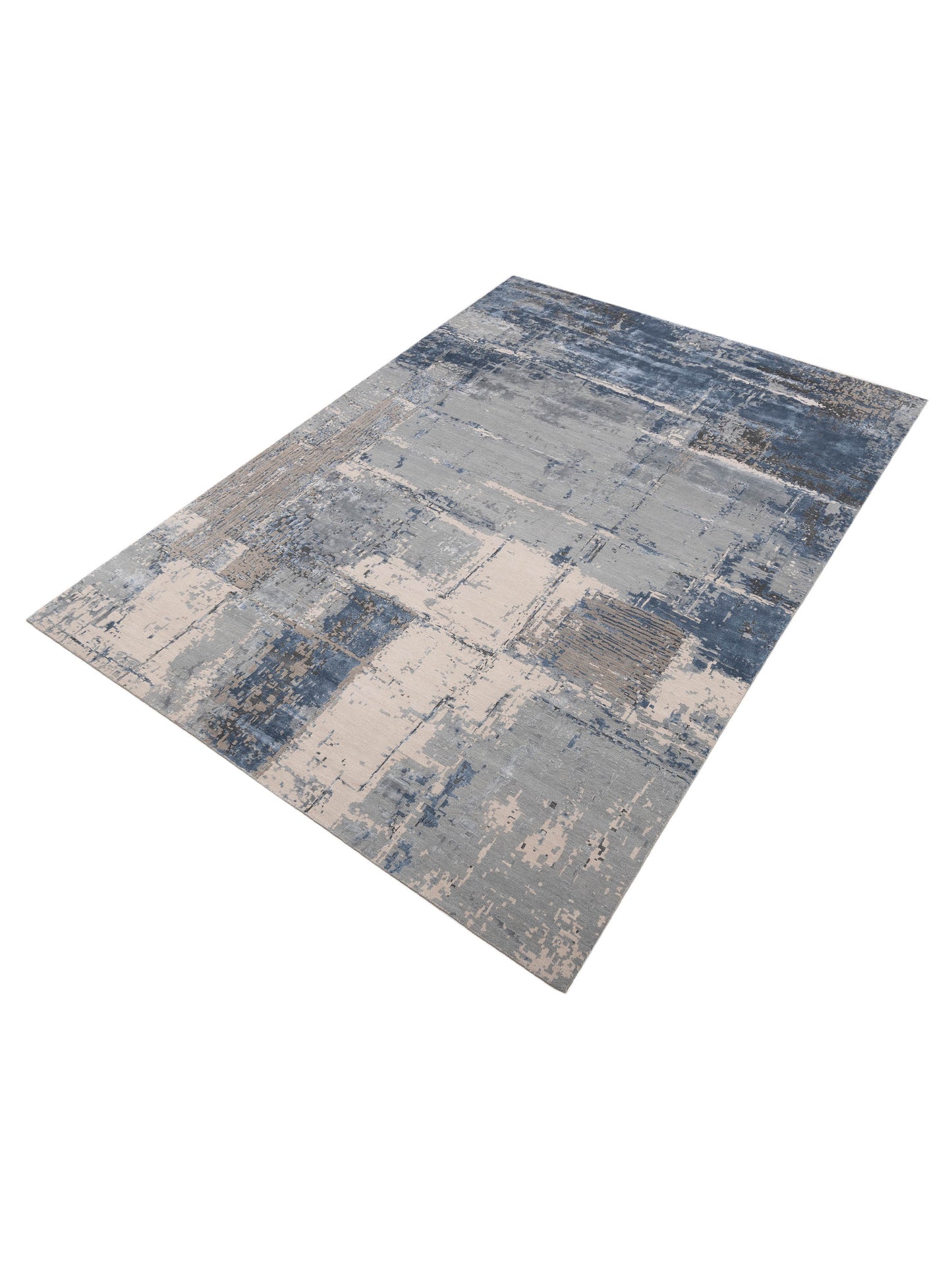 Tenzari Silver Blue 10x14.2 Hand Knotted Rug