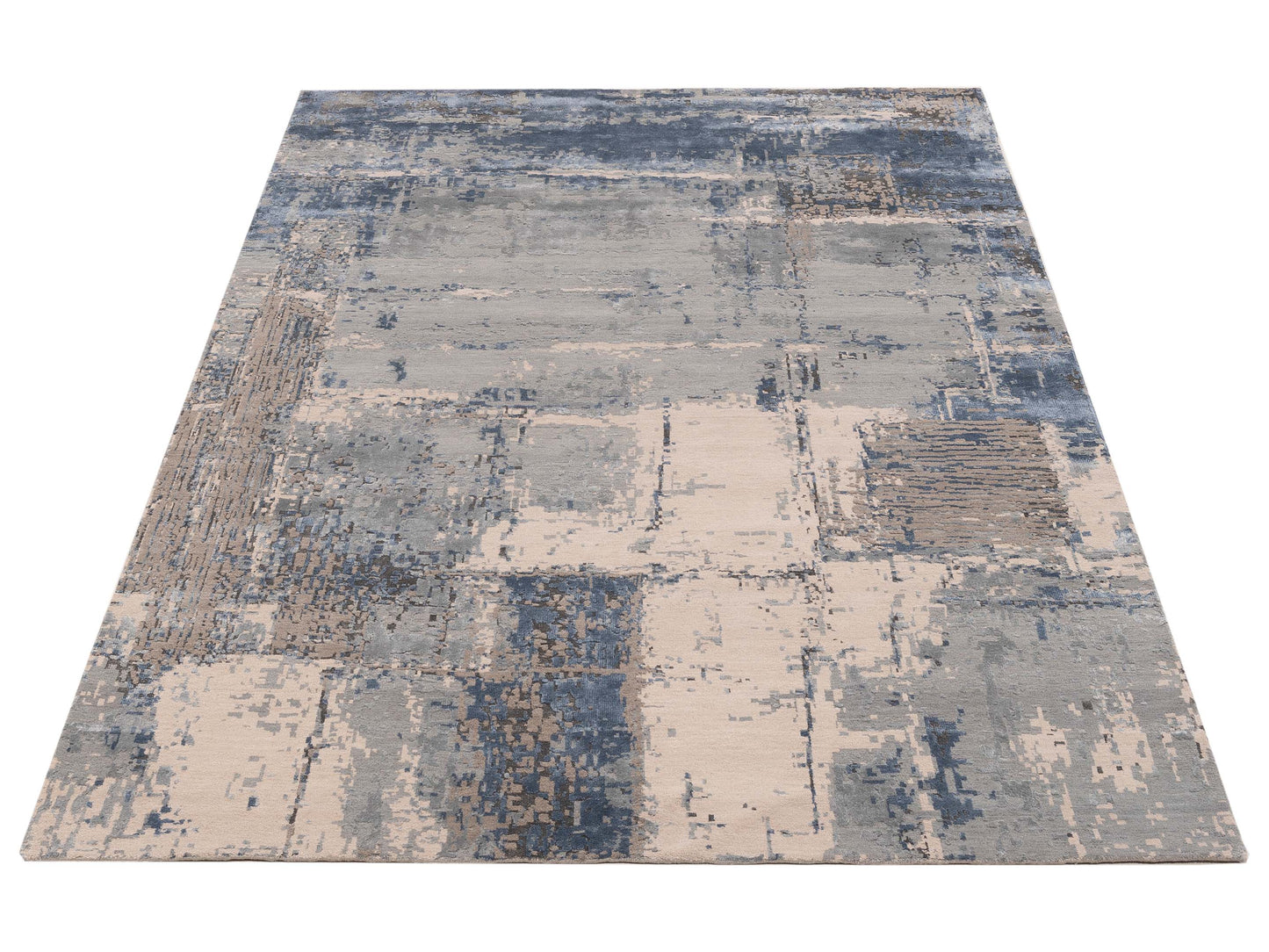 Tenzari Silver Blue 8X10 Hand Knotted Rug