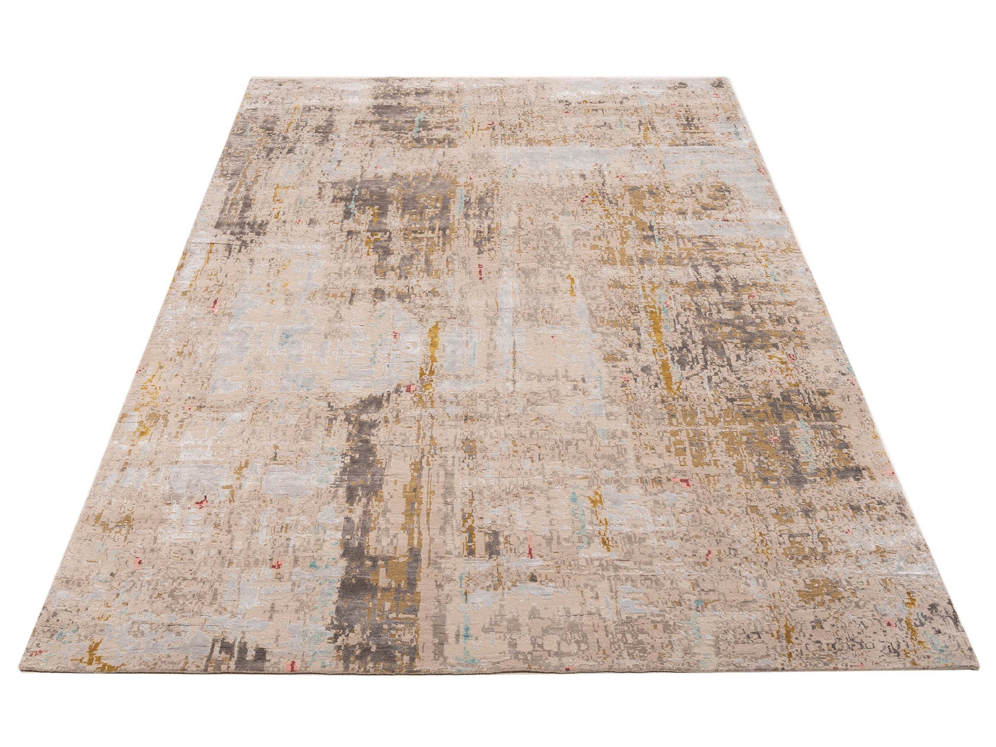 Tenzari Beige Ivory 9.1X12.1 Hand Knotted Rug