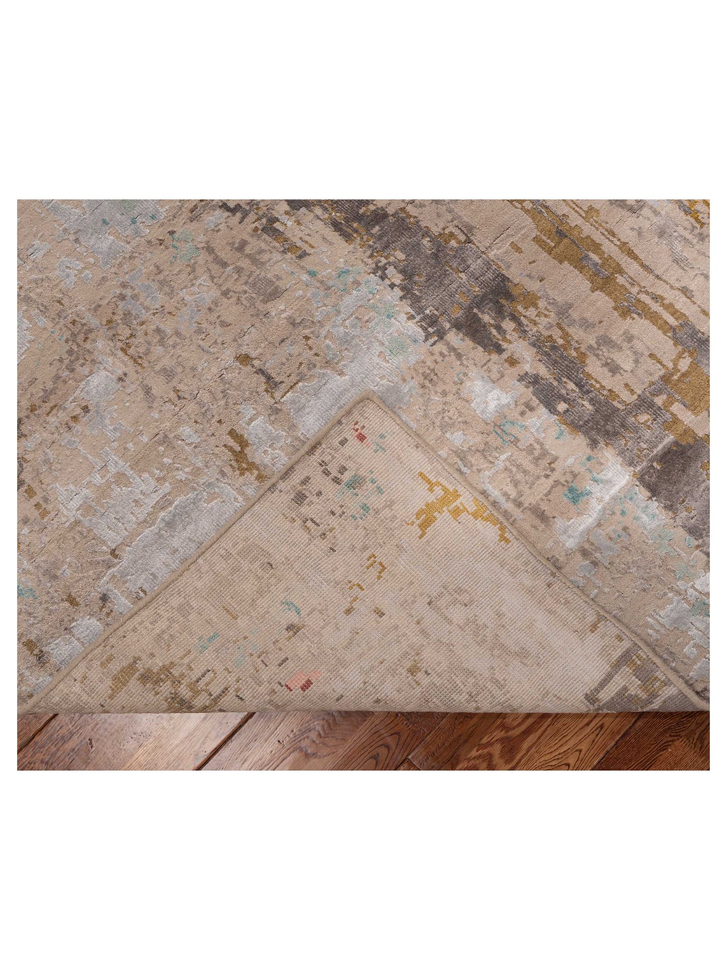 Tenzari Beige Ivory 9.1X12.1 Hand Knotted Rug