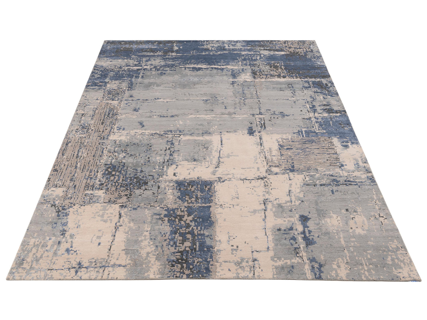 Tenzari Silver Blue 9x12 Hand Knotted Rug