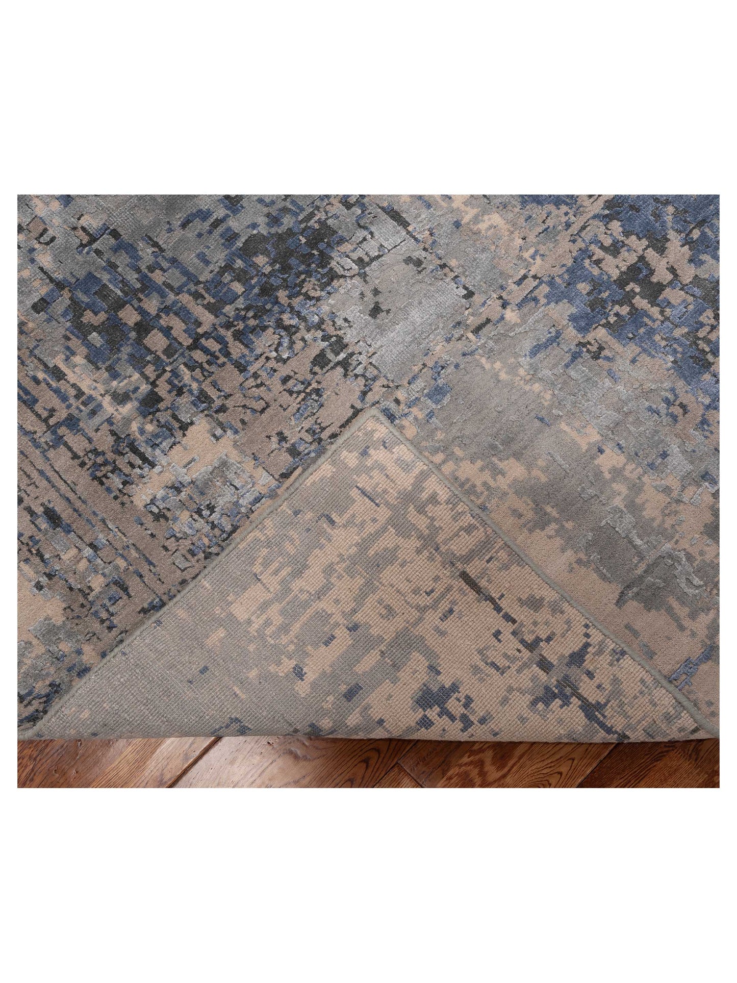 Tenzari Silver Blue 9x12 Hand Knotted Rug