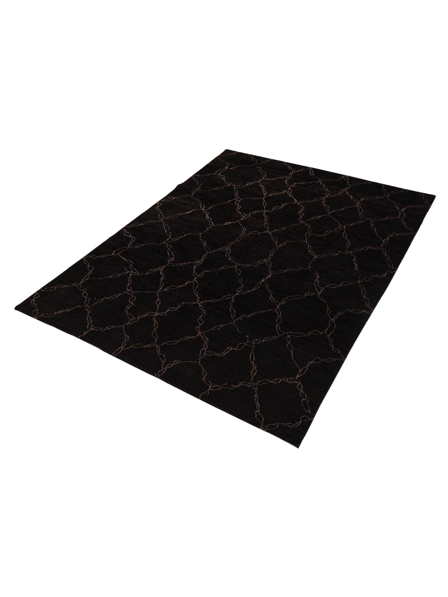 Tenzari Black Black 7.10x10.4 Hand Knotted Rug
