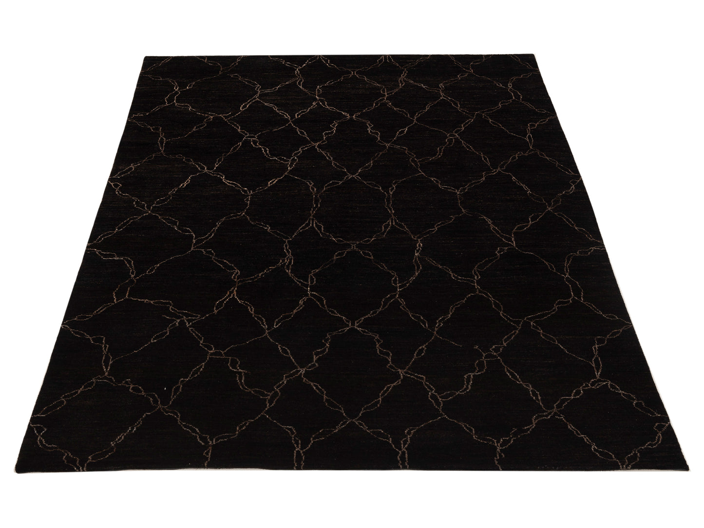 Tenzari Black Black 7.10x10.4 Hand Knotted Rug