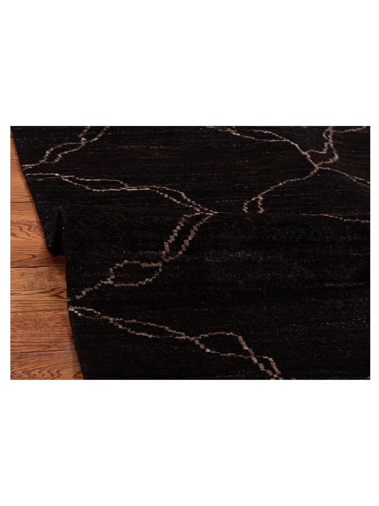 Tenzari Black Black 7.10x10.4 Hand Knotted Rug