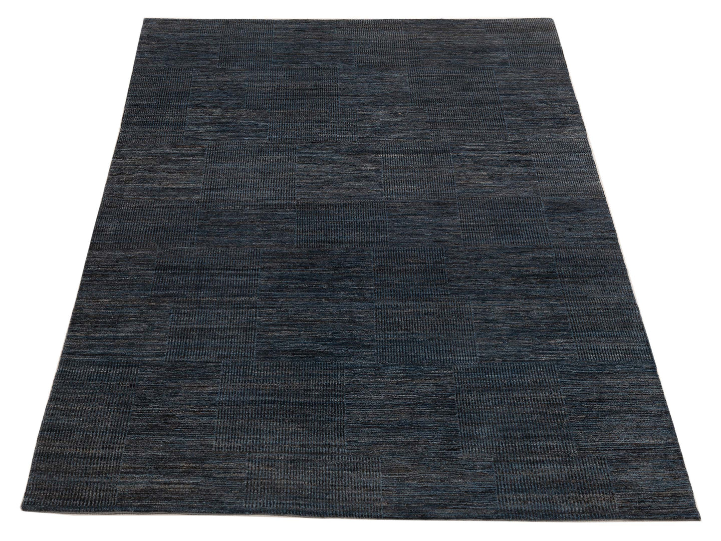 Tenzari Blue Brown 5.10x9.2 Hand Knotted Rug