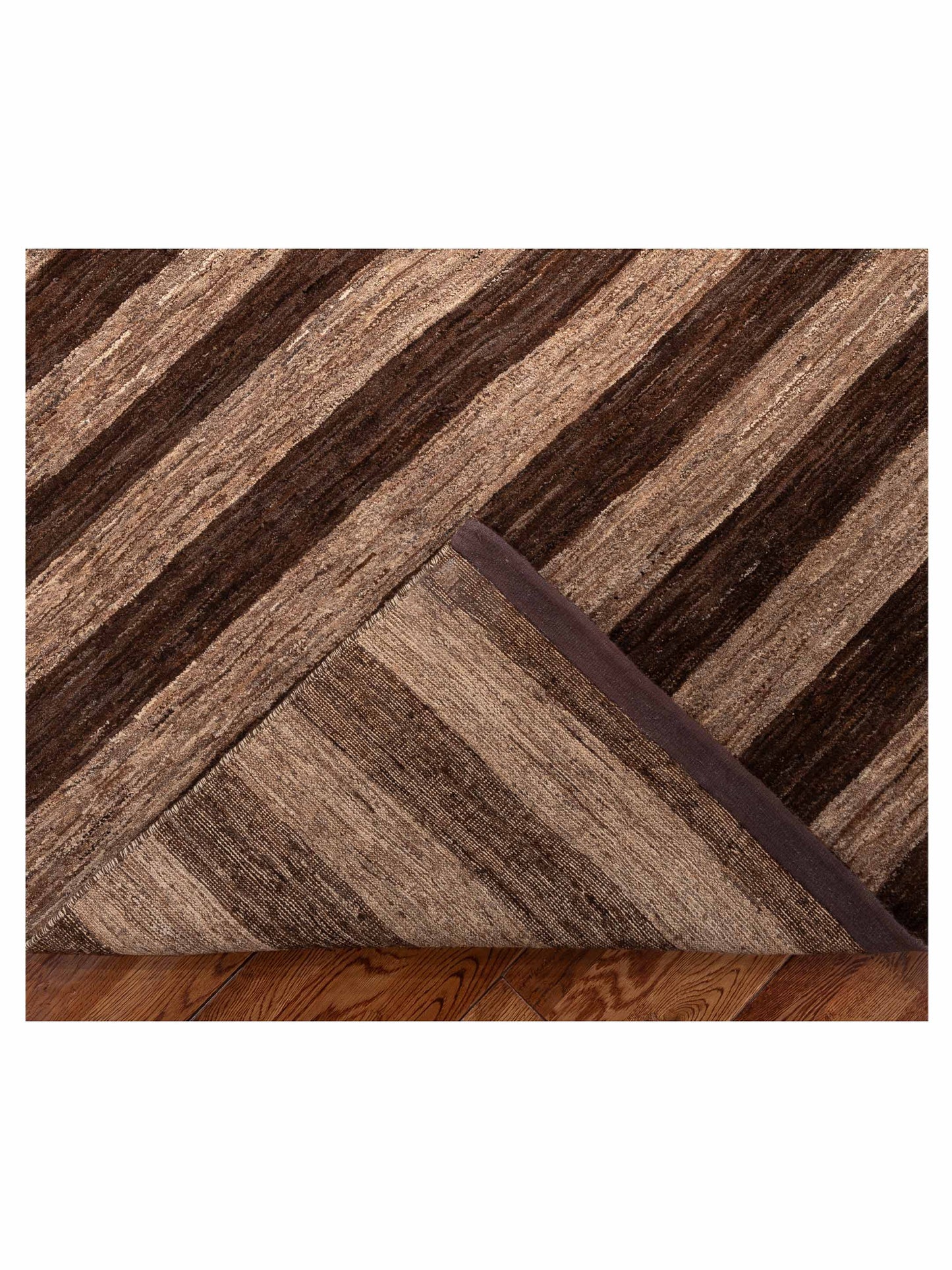 Tenzari Brown Beige 5.5x7.11 Hand Knotted Rug