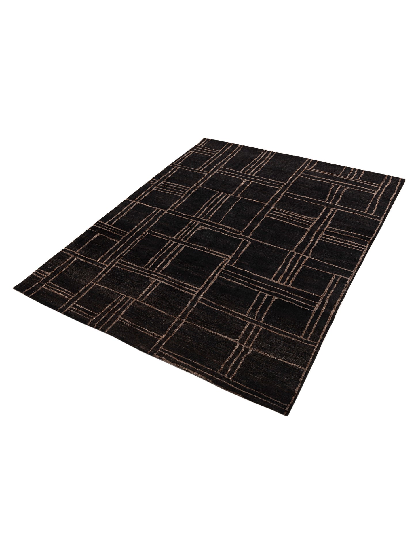 Tenzari Black Black 8x10.2 Hand Knotted Rug