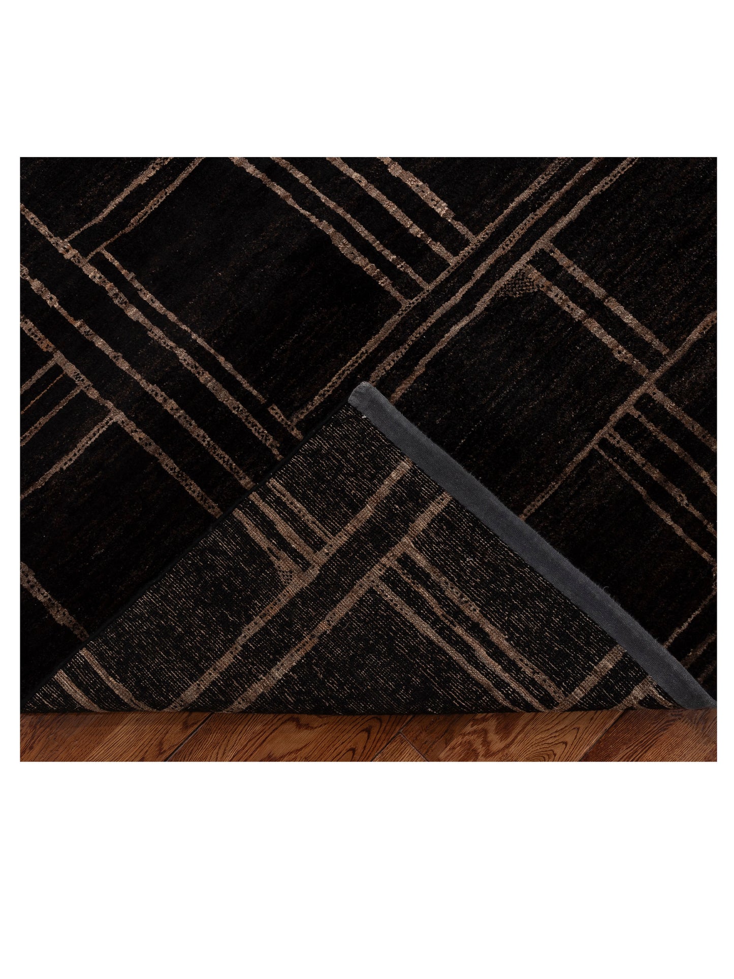 Tenzari Black Black 8x10.2 Hand Knotted Rug