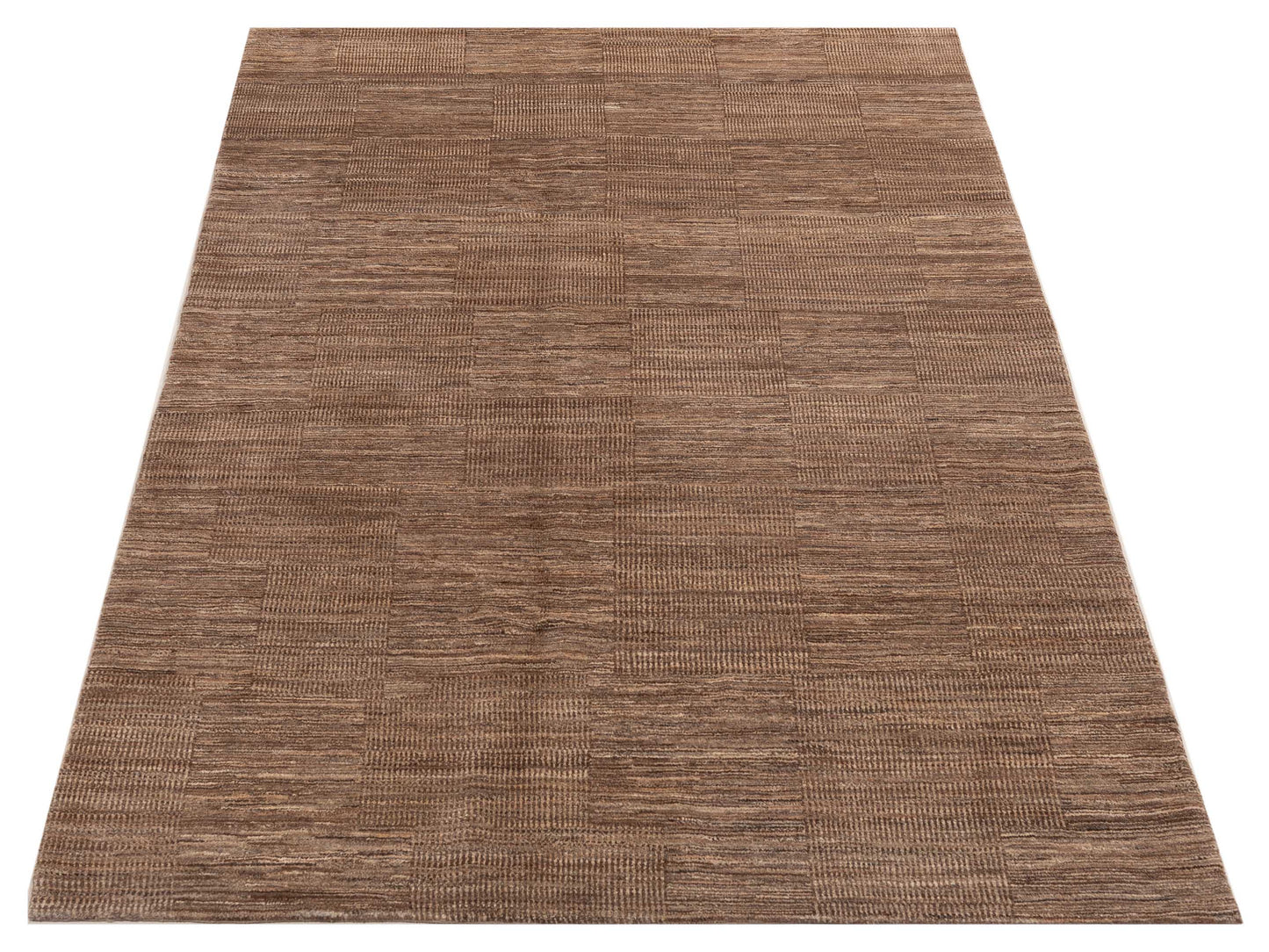 Tenzari Brown Brown 5.10x8.11 Hand Knotted Rug