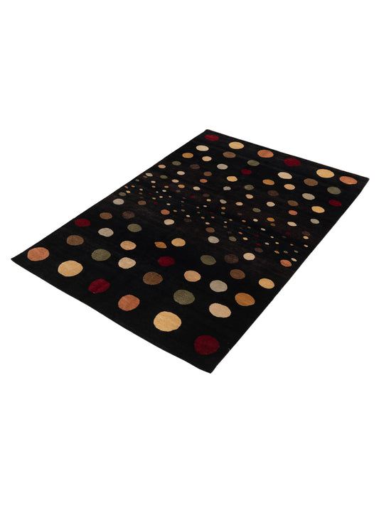 Tenzari Black Black 6x8.10 Hand Knotted Rug