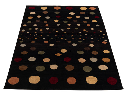 Tenzari Black Black 6x8.10 Hand Knotted Rug