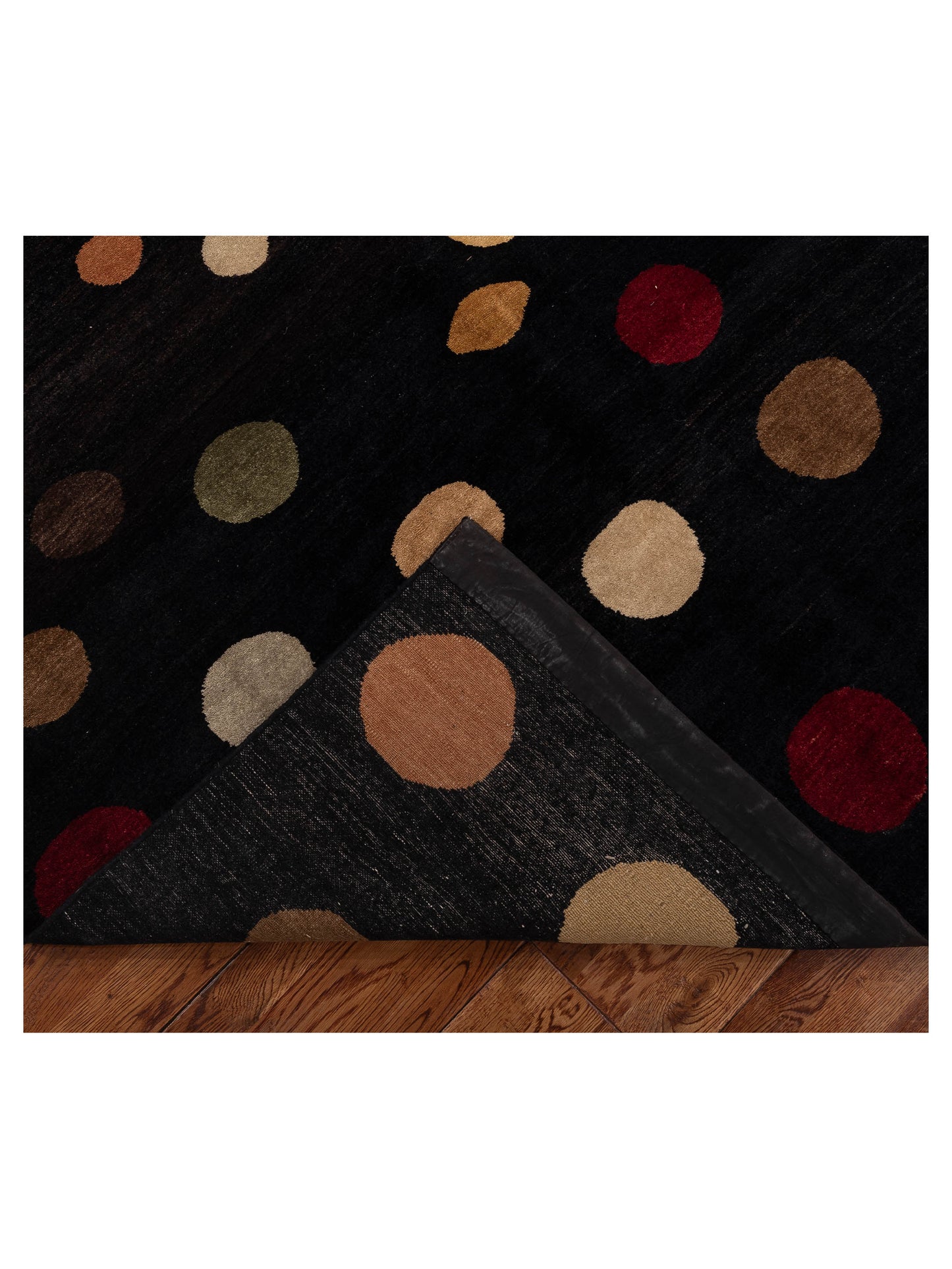 Tenzari Black Black 6x8.10 Hand Knotted Rug