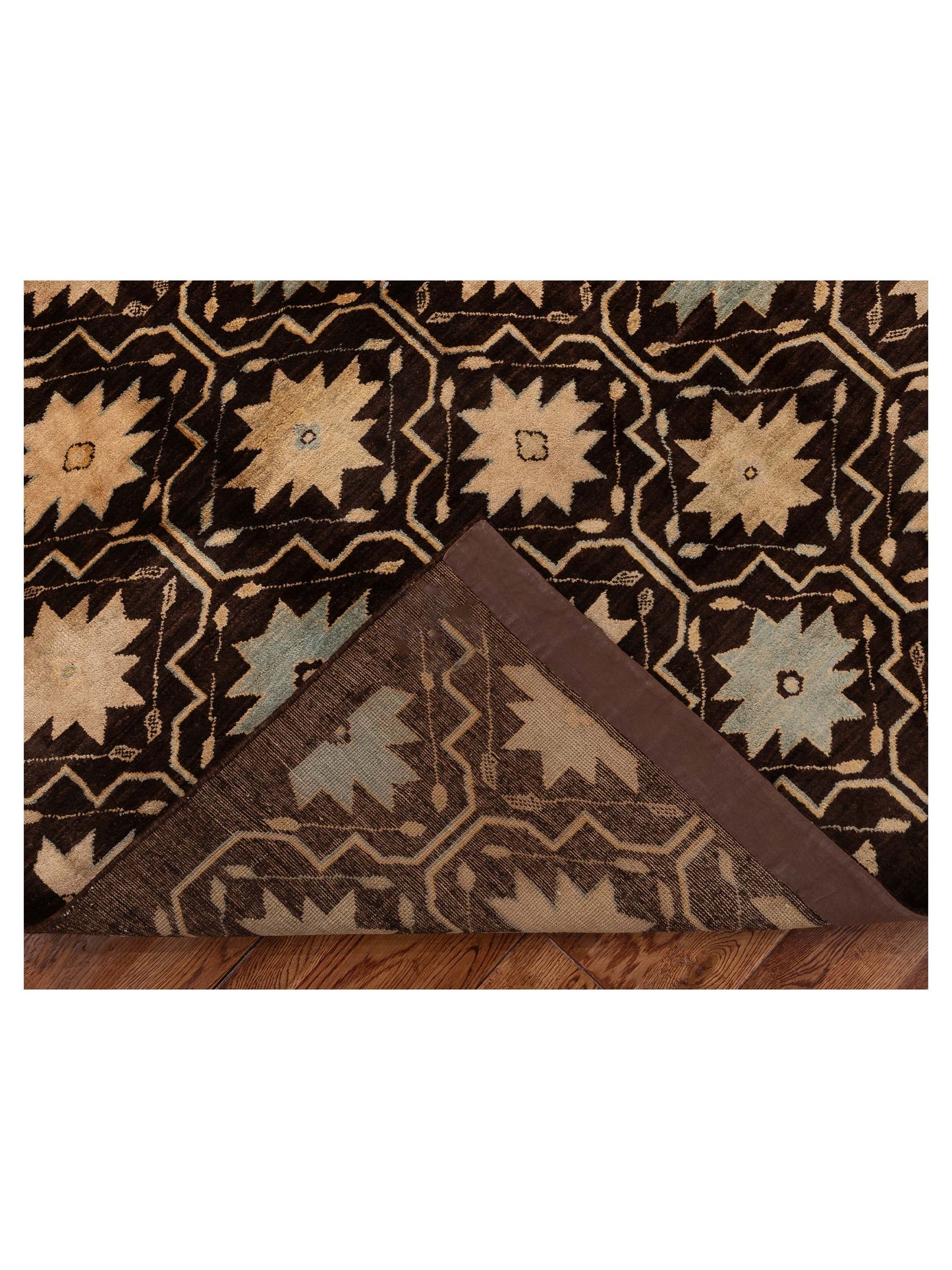 Tenzari Brown Brown 5x6.11 Hand Knotted Rug