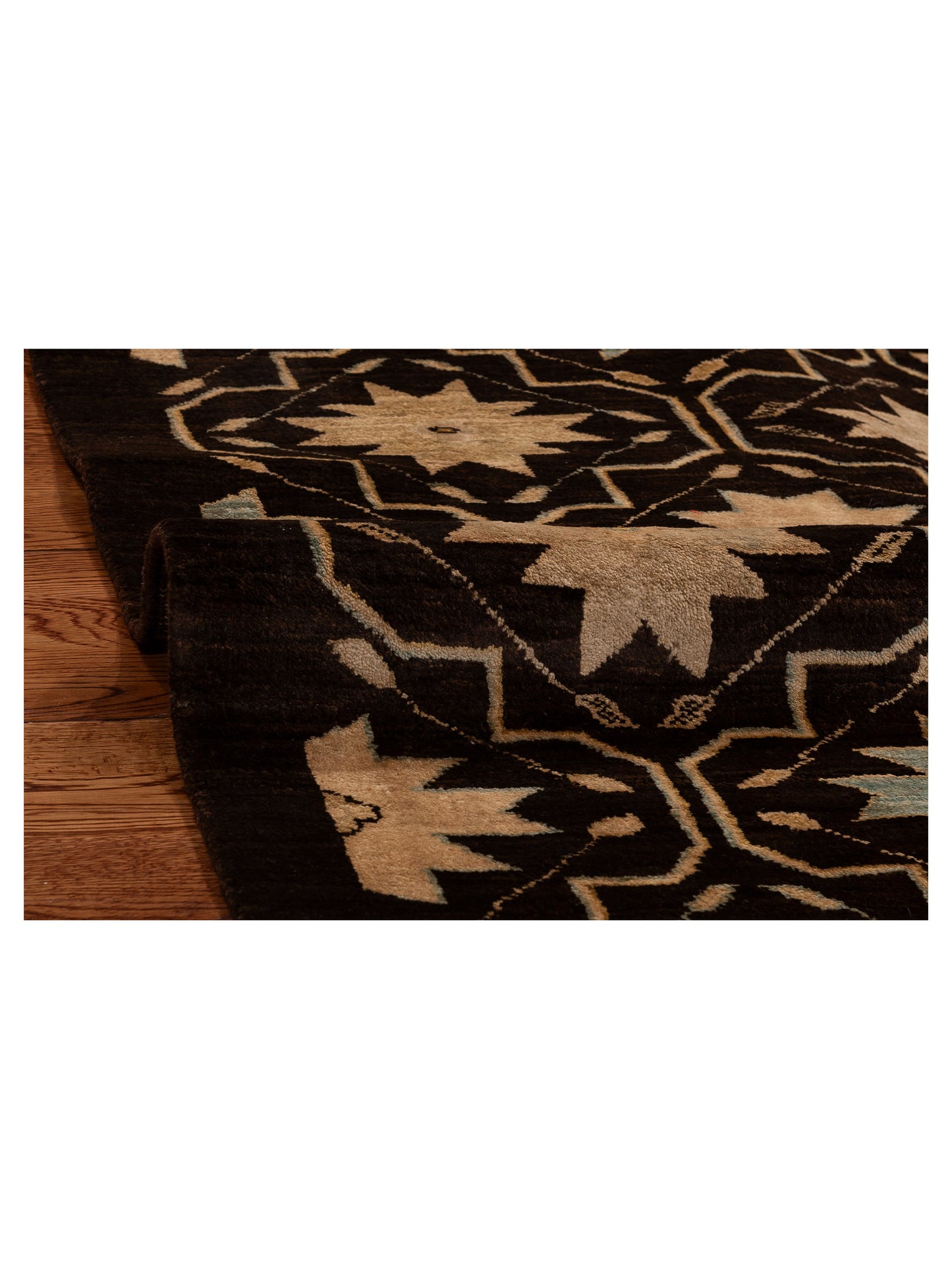 Tenzari Brown Brown 5x6.11 Hand Knotted Rug