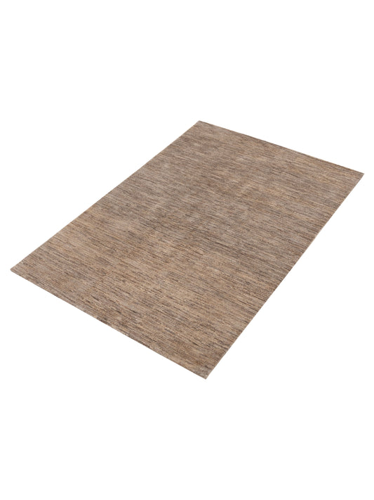 Tenzari Brown Beige 4.10x7.2 Hand Knotted Rug
