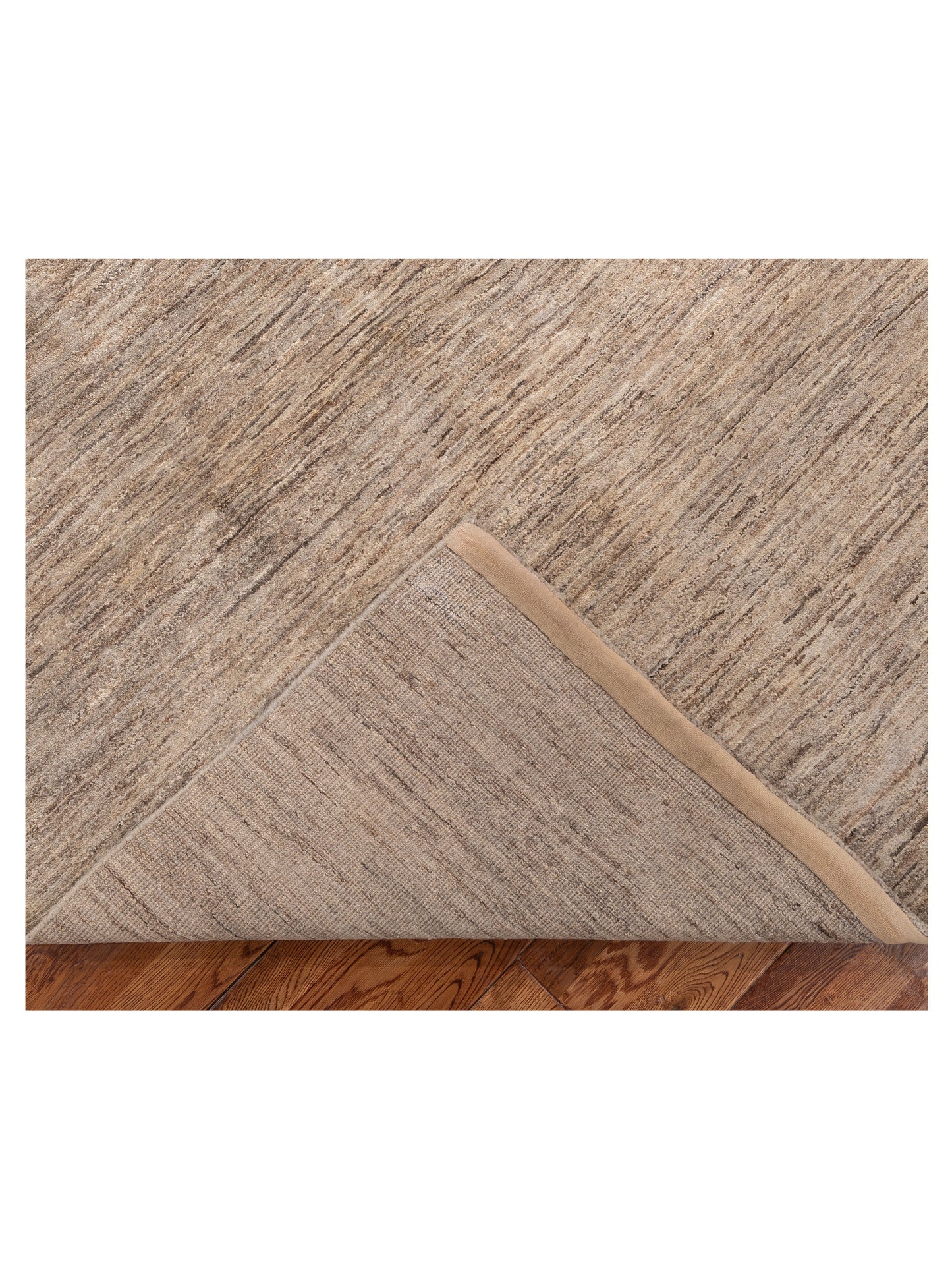 Tenzari Brown Beige 4.10x7.2 Hand Knotted Rug