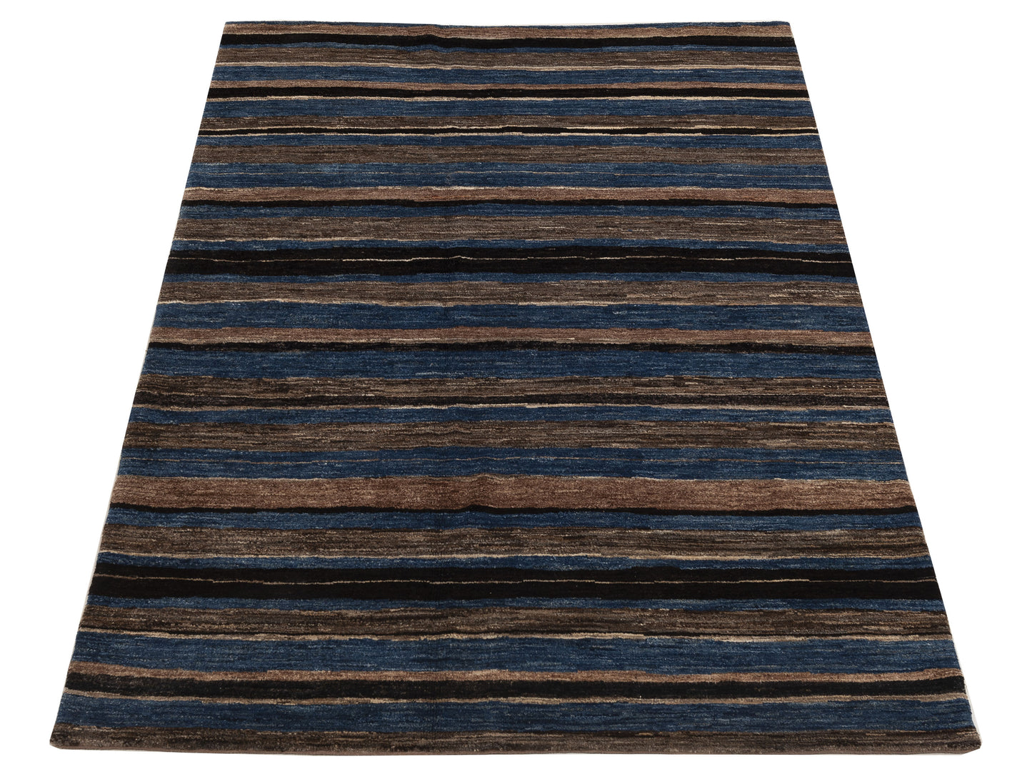 Tenzari Blue Brown 5.4x8.3 Hand Knotted Rug